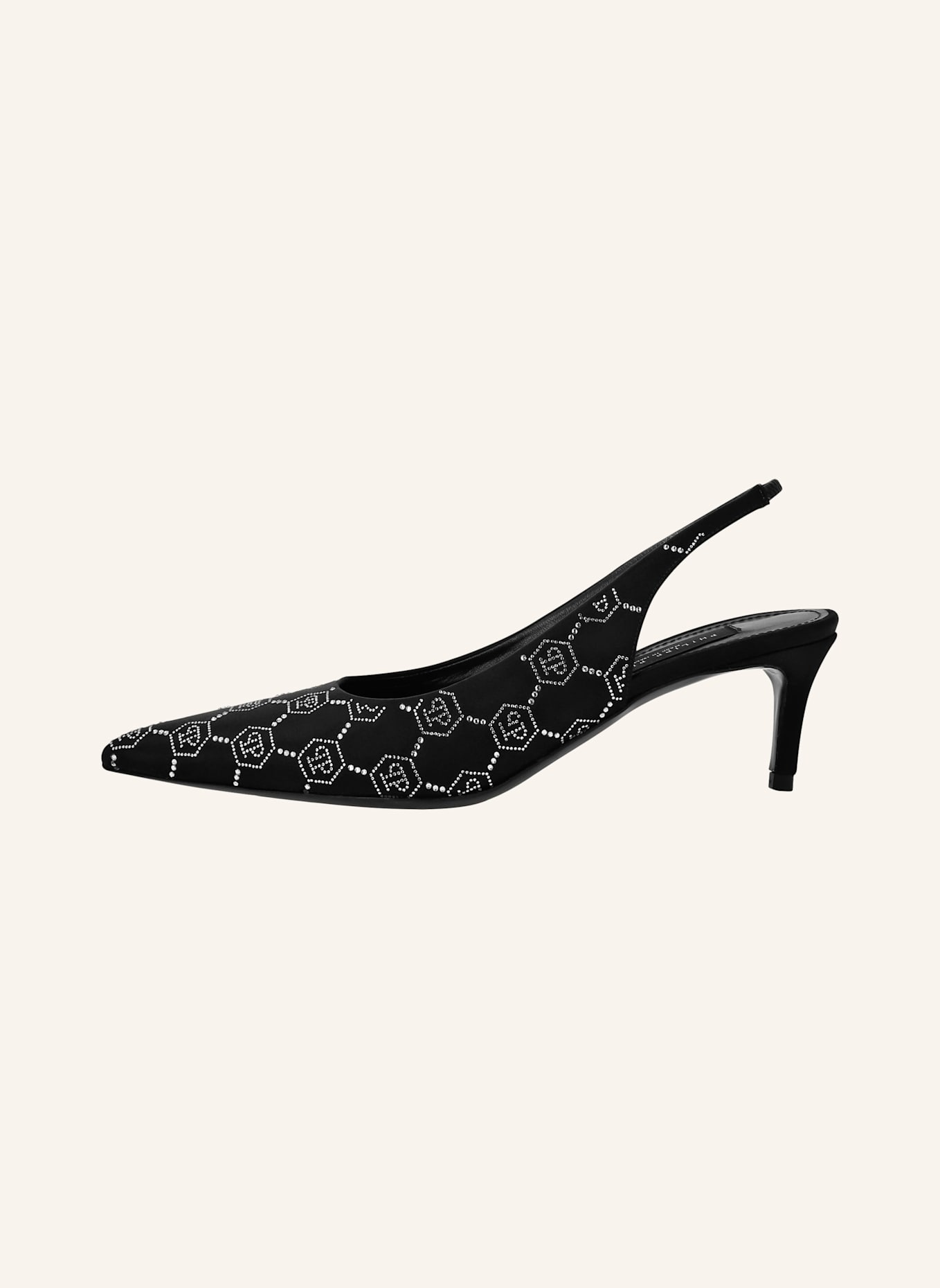 PHILIPP PLEIN Slingpumps mit Steinbesatz MONOGRAM, Farbe: SCHWARZ (Bild 3)