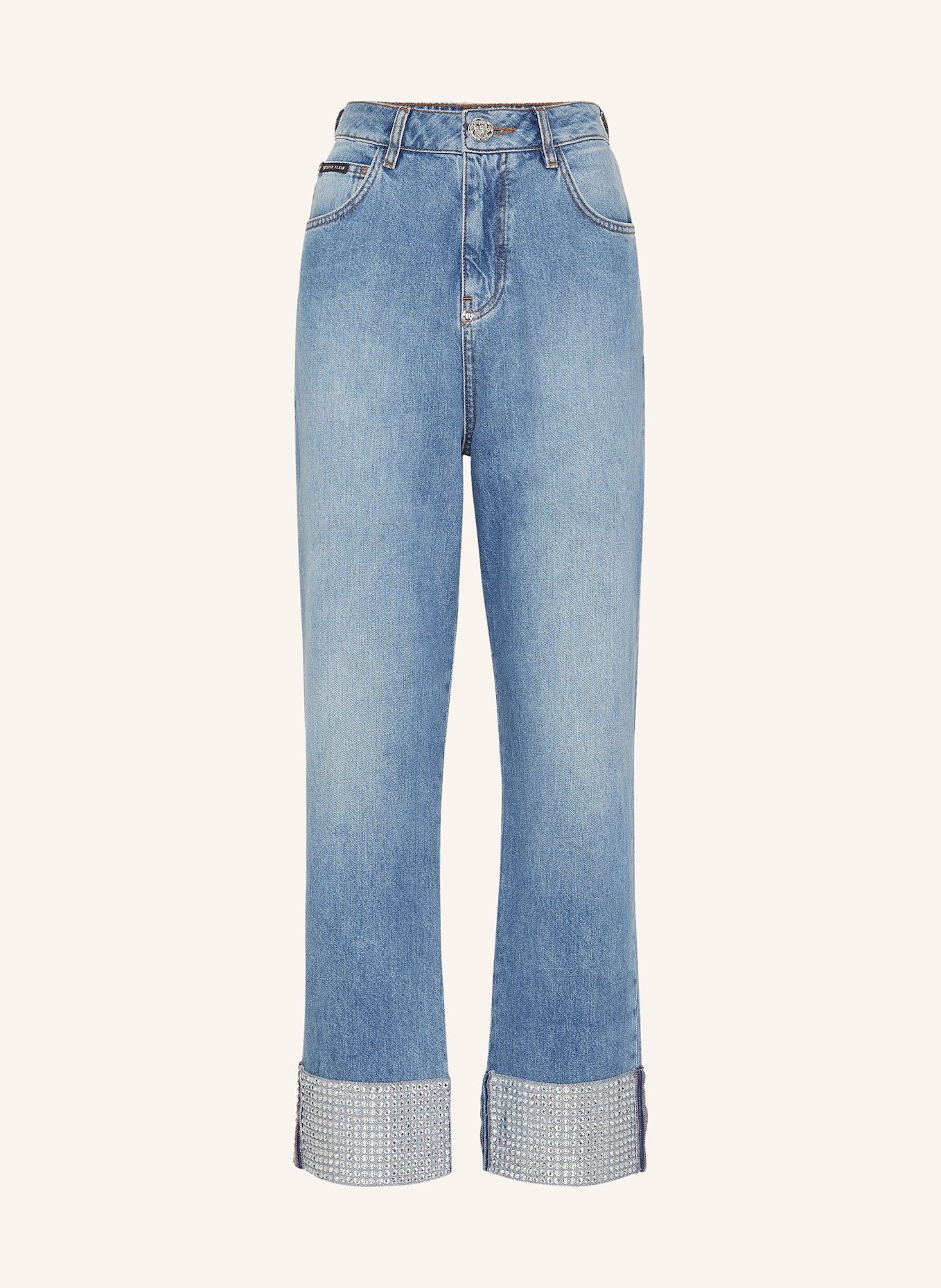 PHILIPP PLEIN Jeans mit Steinbesatz HEART, Farbe: GRAU (Bild 1)