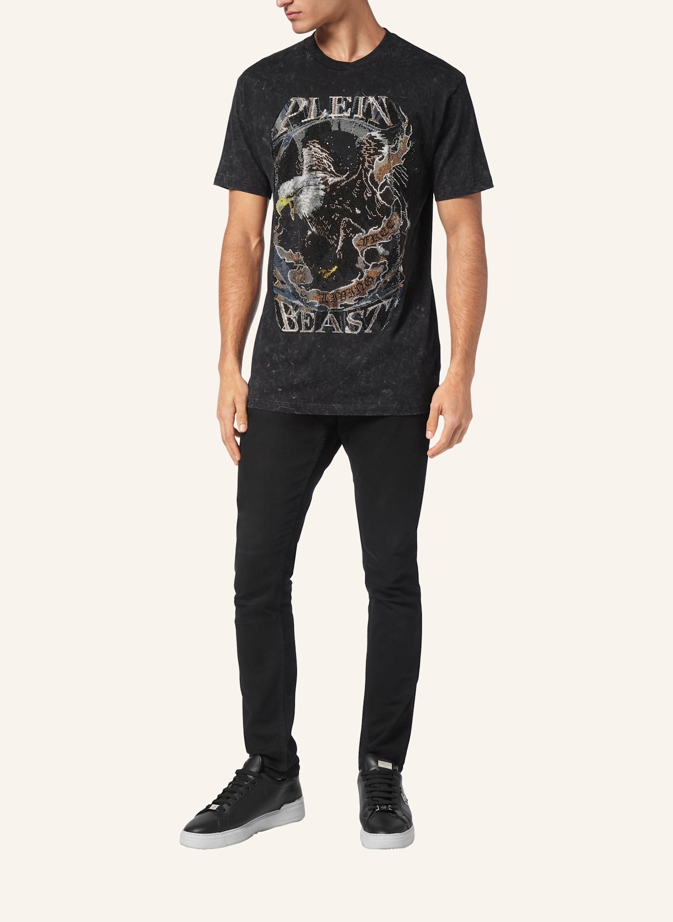 PHILIPP PLEIN T-Shirt mit Schmucksteinen, Farbe: SCHWARZ (Bild 4)