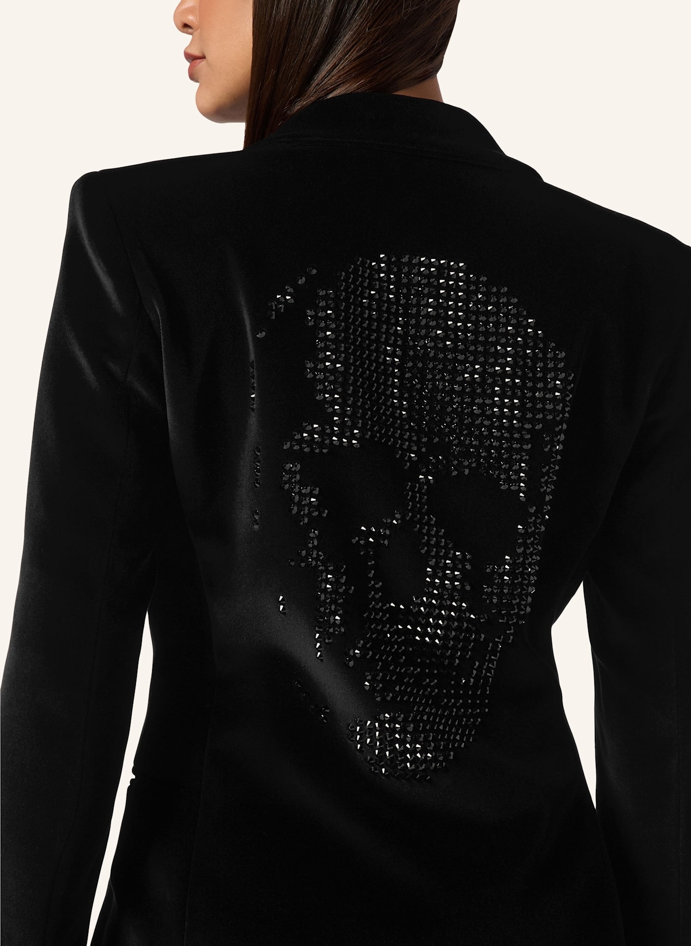 PHILIPP PLEIN Samt-Blazer mit Steinbesatz SKULL, Farbe: SCHWARZ (Bild 3)