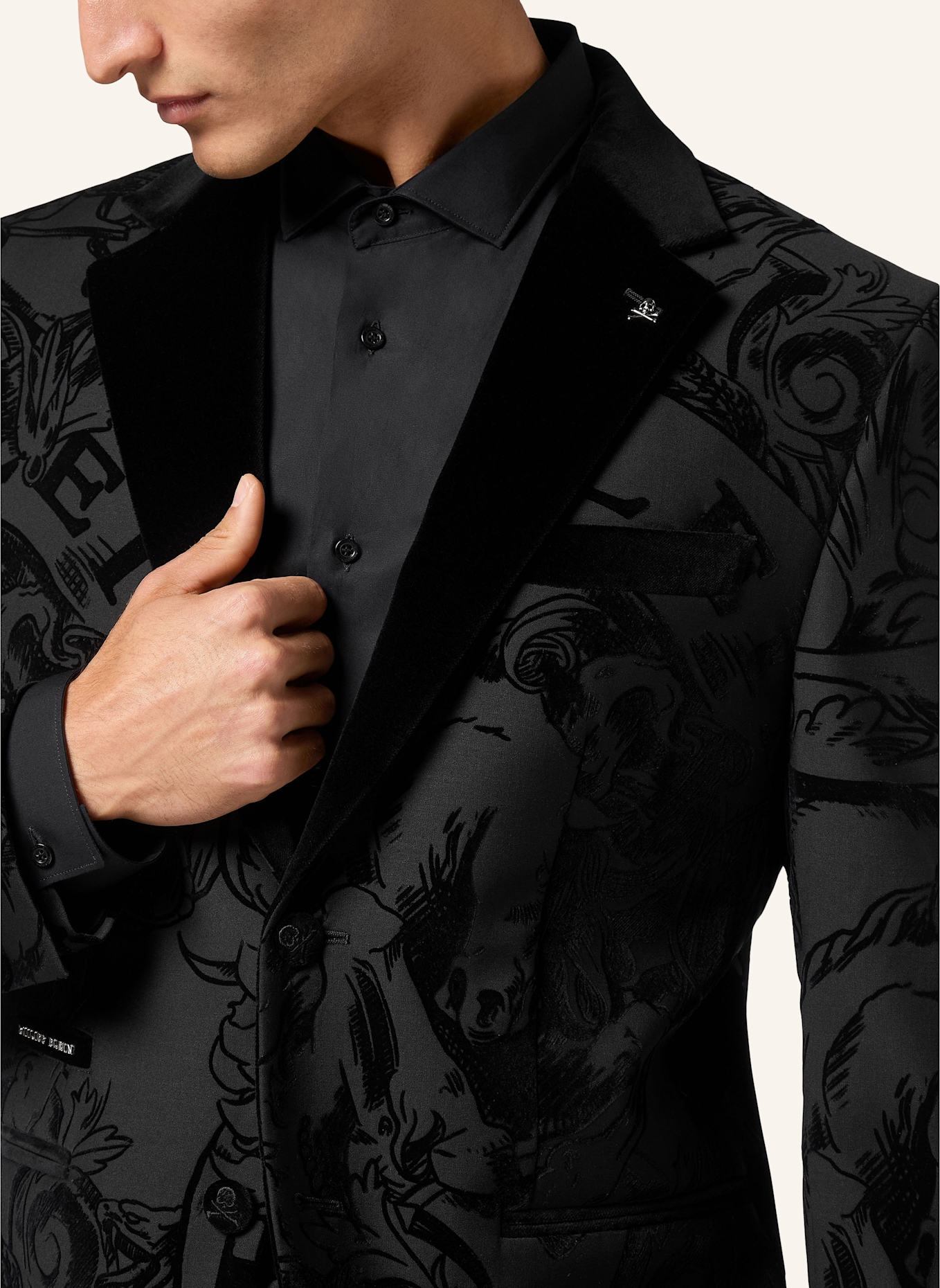 PHILIPP PLEIN Wollsakko Regular Fit: SCHWARZ