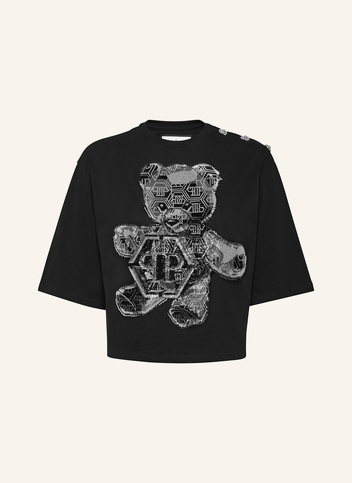 PHILIPP PLEIN T-Shirt mit Schmucksteinen TEDDY BEAR, Farbe: SCHWARZ (Bild 1)