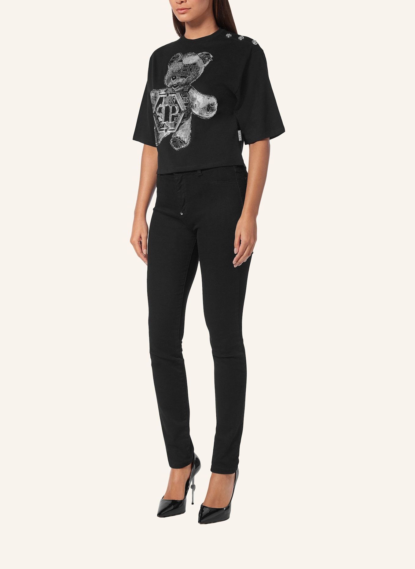 PHILIPP PLEIN T-Shirt mit Schmucksteinen TEDDY BEAR, Farbe: SCHWARZ (Bild 4)