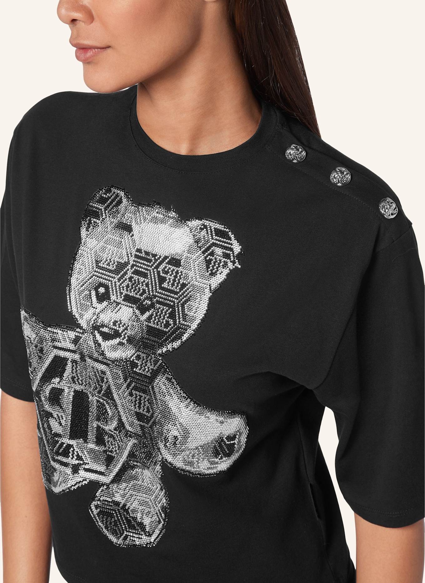 PHILIPP PLEIN T-Shirt mit Schmucksteinen TEDDY BEAR, Farbe: SCHWARZ (Bild 3)