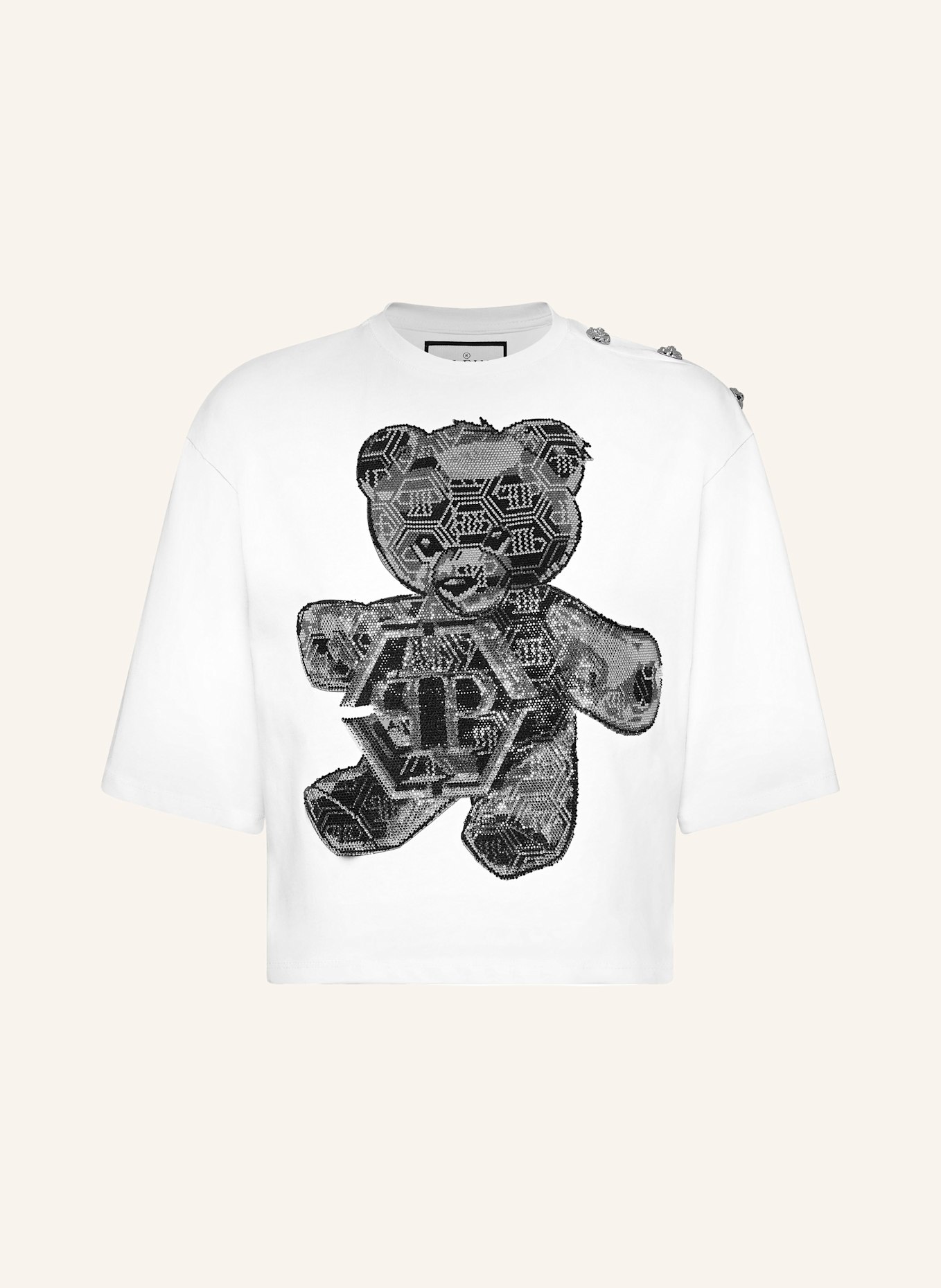 PHILIPP PLEIN T-Shirt mit Schmucksteinen TEDDY BEAR, Farbe: WEISS (Bild 1)