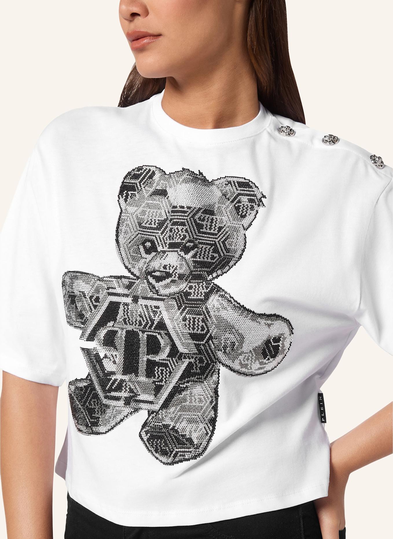 PHILIPP PLEIN T-Shirt mit Schmucksteinen TEDDY BEAR, Farbe: WEISS (Bild 3)