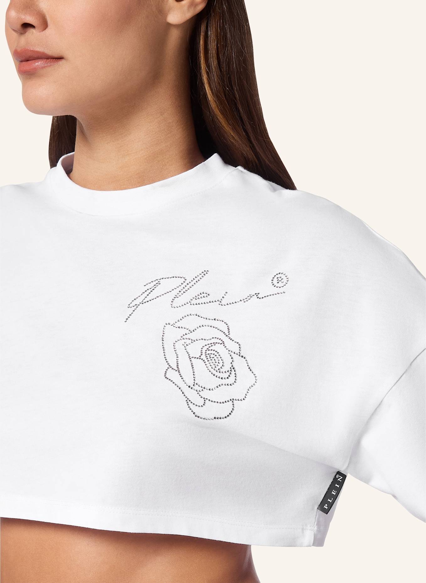 PHILIPP PLEIN Cropped T-Shirt ROSES, Farbe: WEISS (Bild 3)