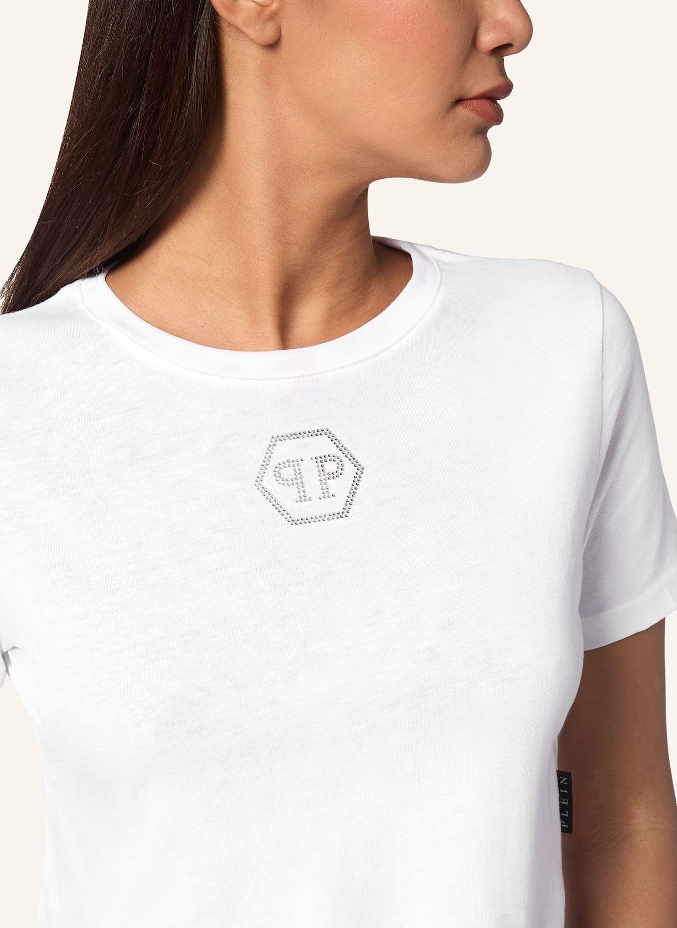 PHILIPP PLEIN T-Shirt mit Schmucksteinen HEXAGON, Farbe: WEISS (Bild 3)