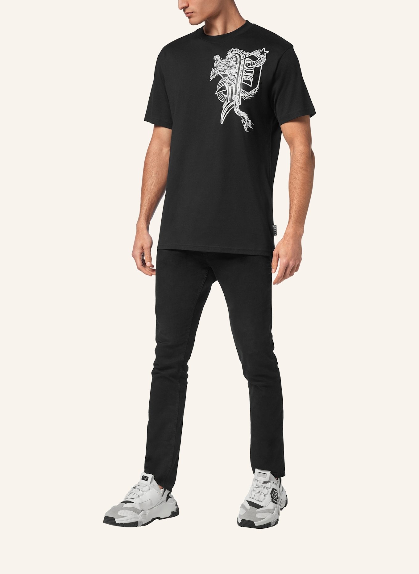 PHILIPP PLEIN T-Shirt mit Schmucksteinen DRAGON, Farbe: SCHWARZ (Bild 4)