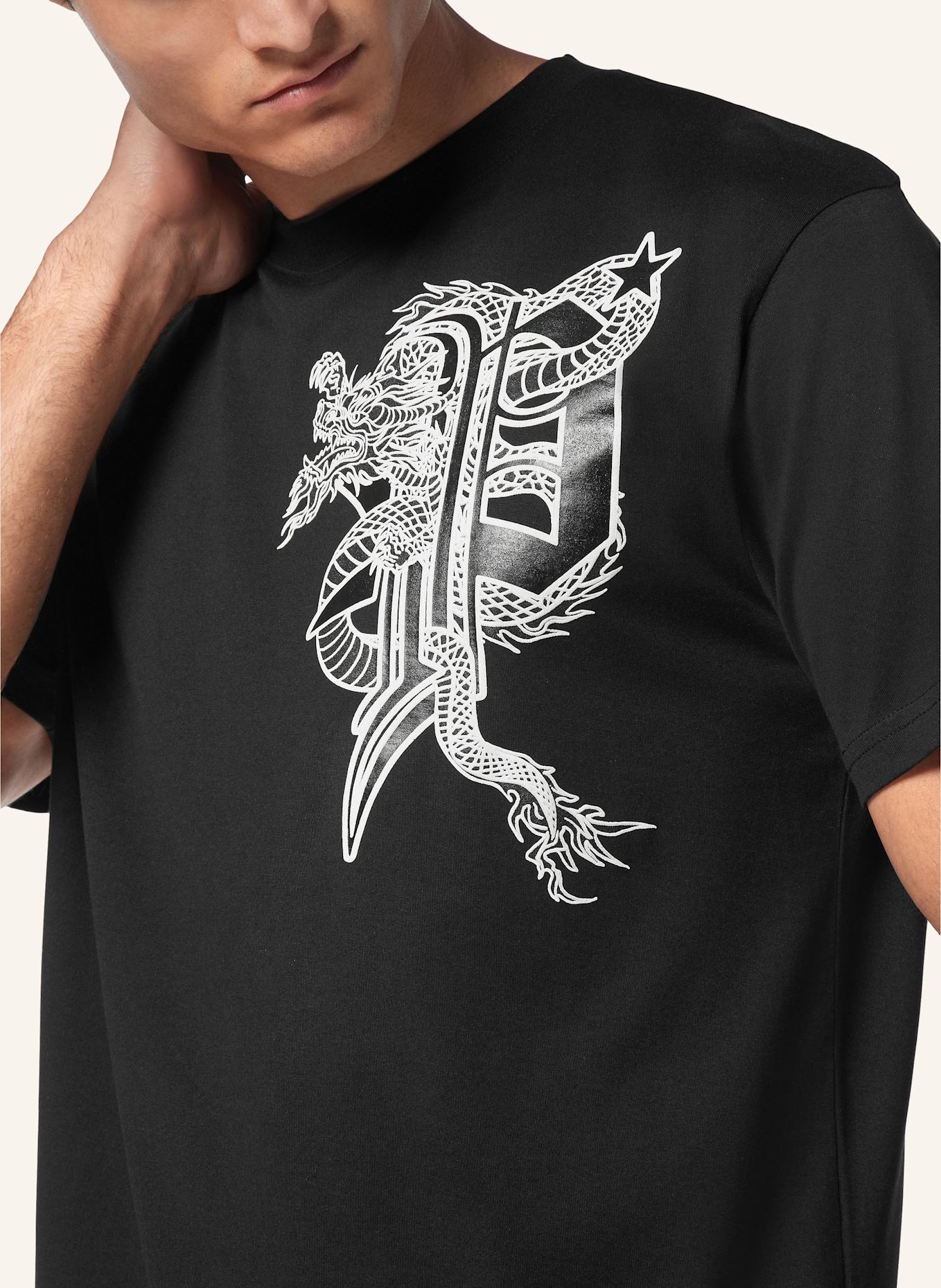 PHILIPP PLEIN T-Shirt mit Schmucksteinen DRAGON, Farbe: SCHWARZ (Bild 3)