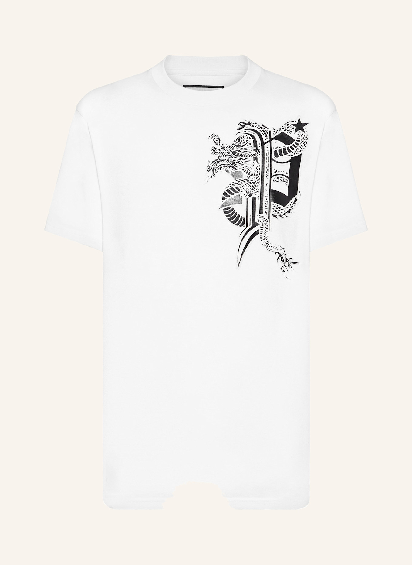 PHILIPP PLEIN T-Shirt mit Schmucksteinen DRAGON, Farbe: WEISS (Bild 1)