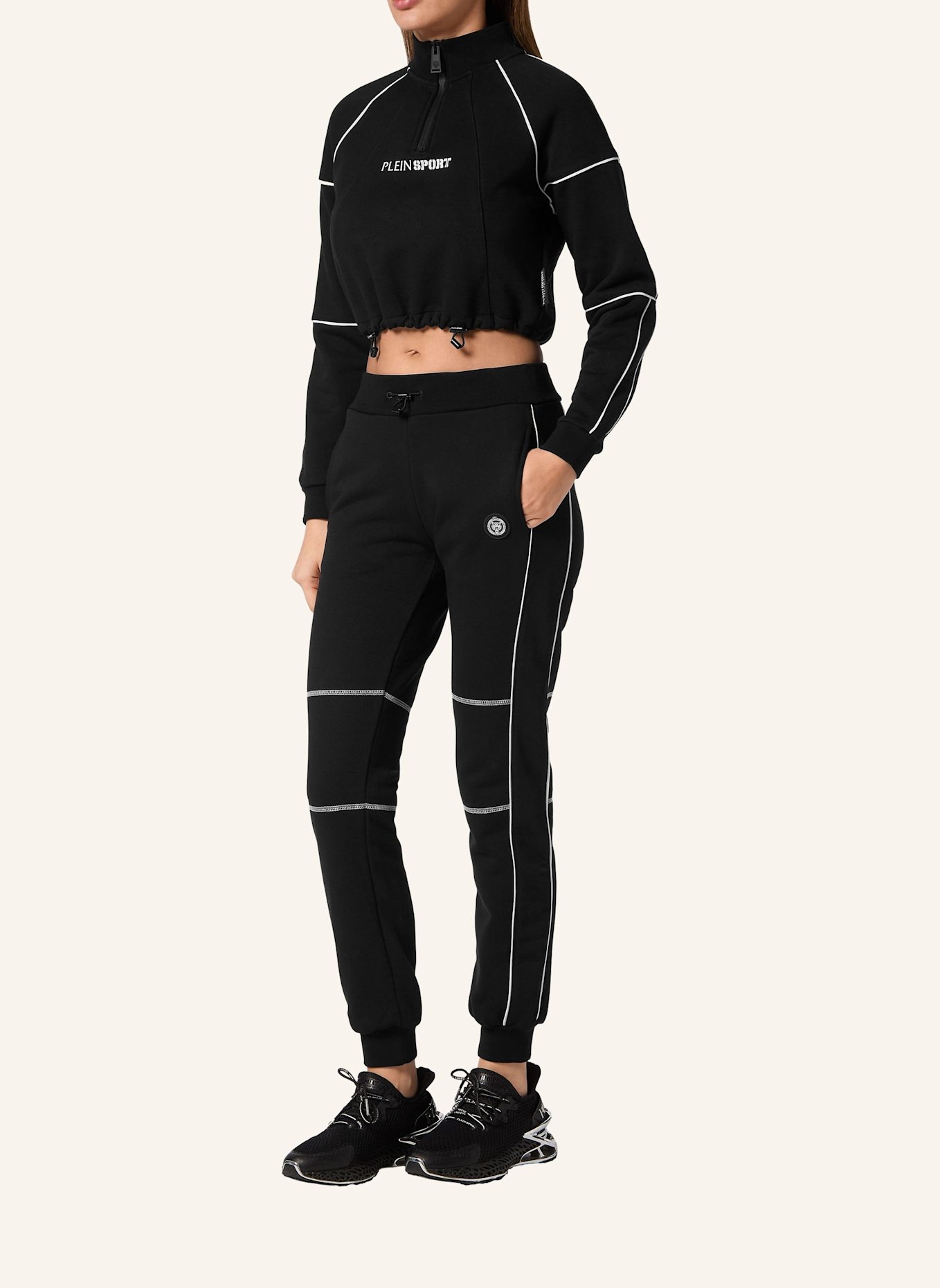 PLEIN SPORT Cropped Sweatjacke mit Kapuze, Farbe: SCHWARZ (Bild 4)