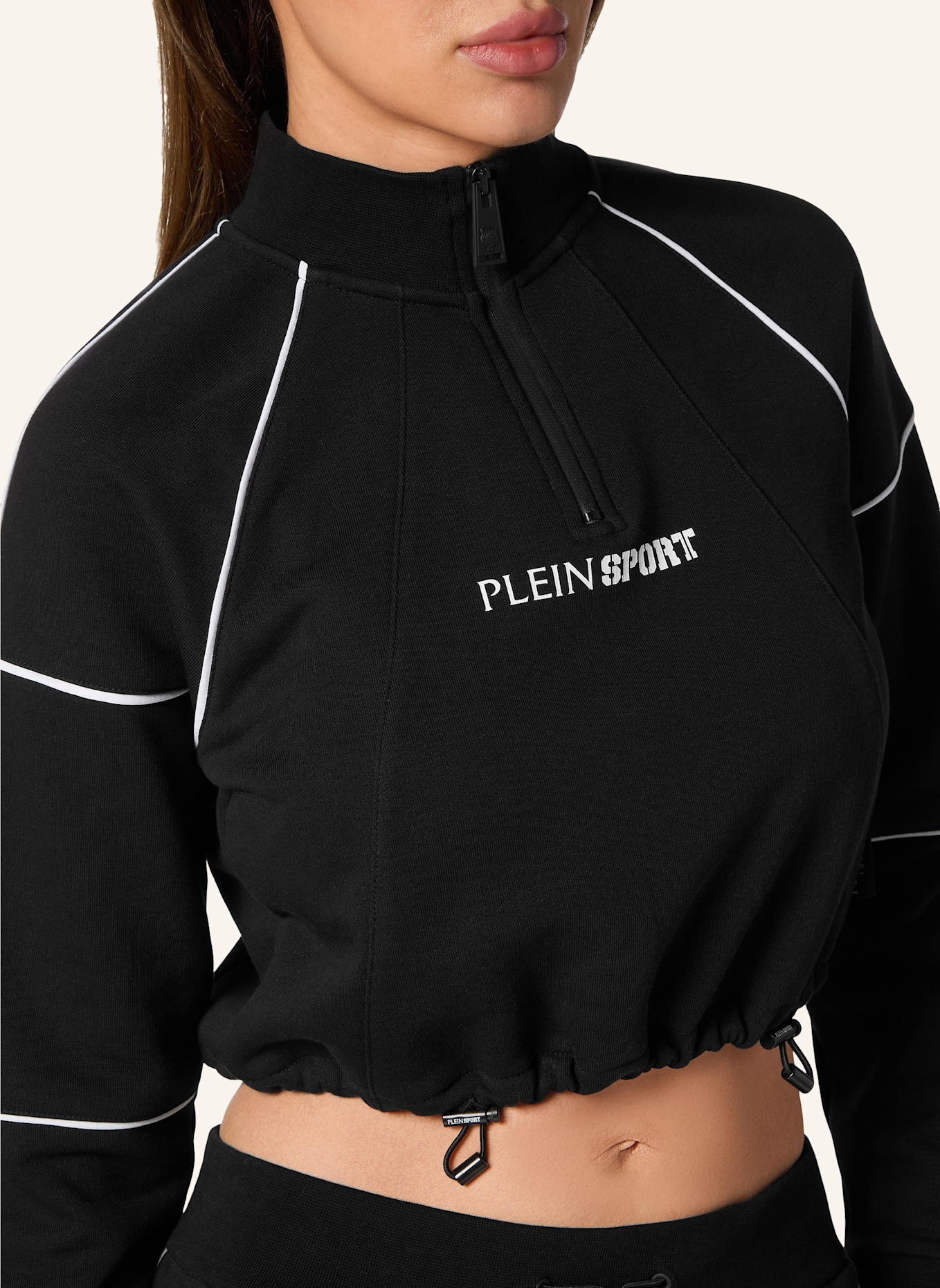 PLEIN SPORT Cropped Sweatjacke mit Kapuze, Farbe: SCHWARZ (Bild 3)