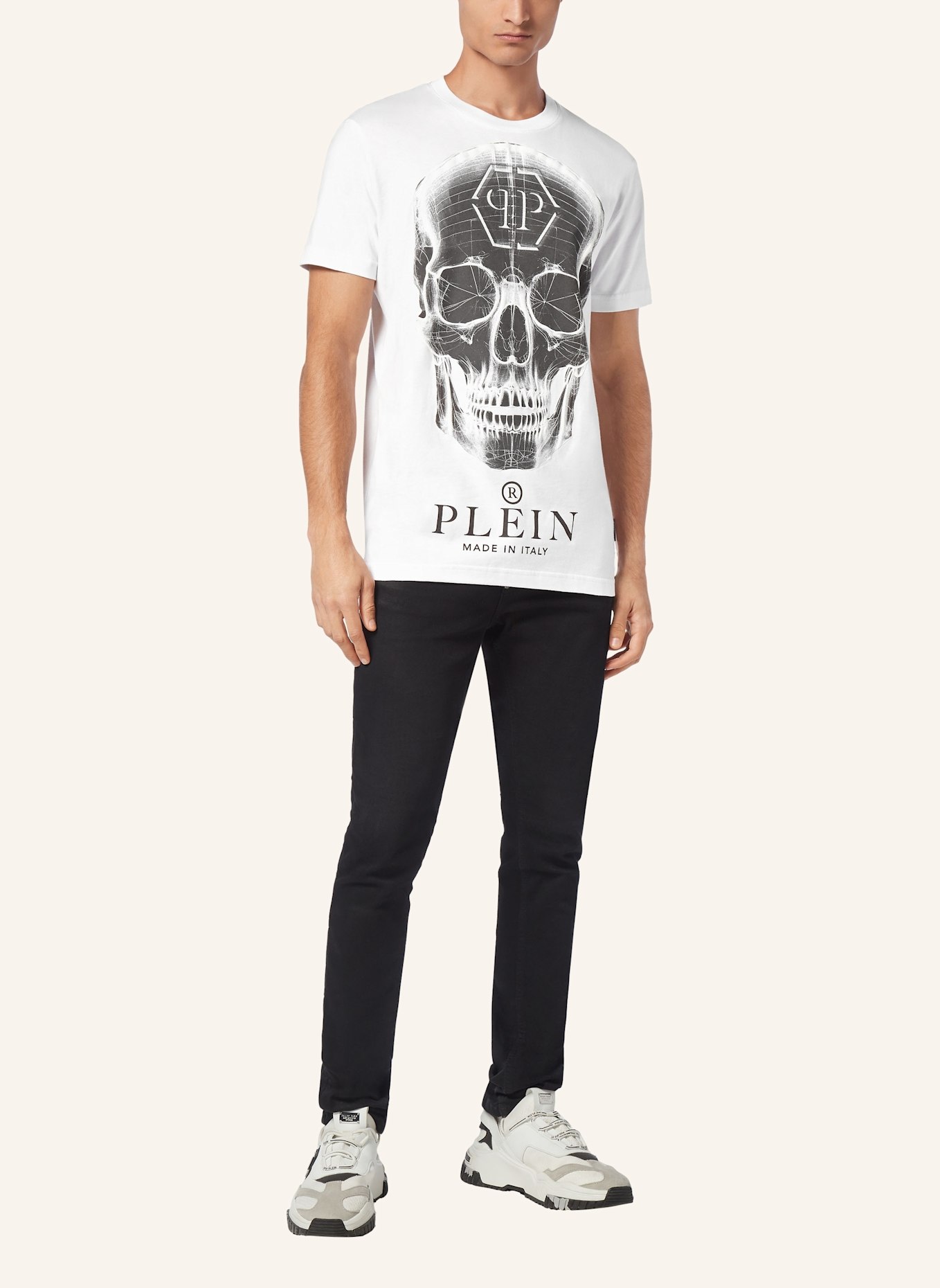 PHILIPP PLEIN Columbia CSC Basic T-Shirt in Rosa mit Logo, Farbe: WEISS (Bild 4)