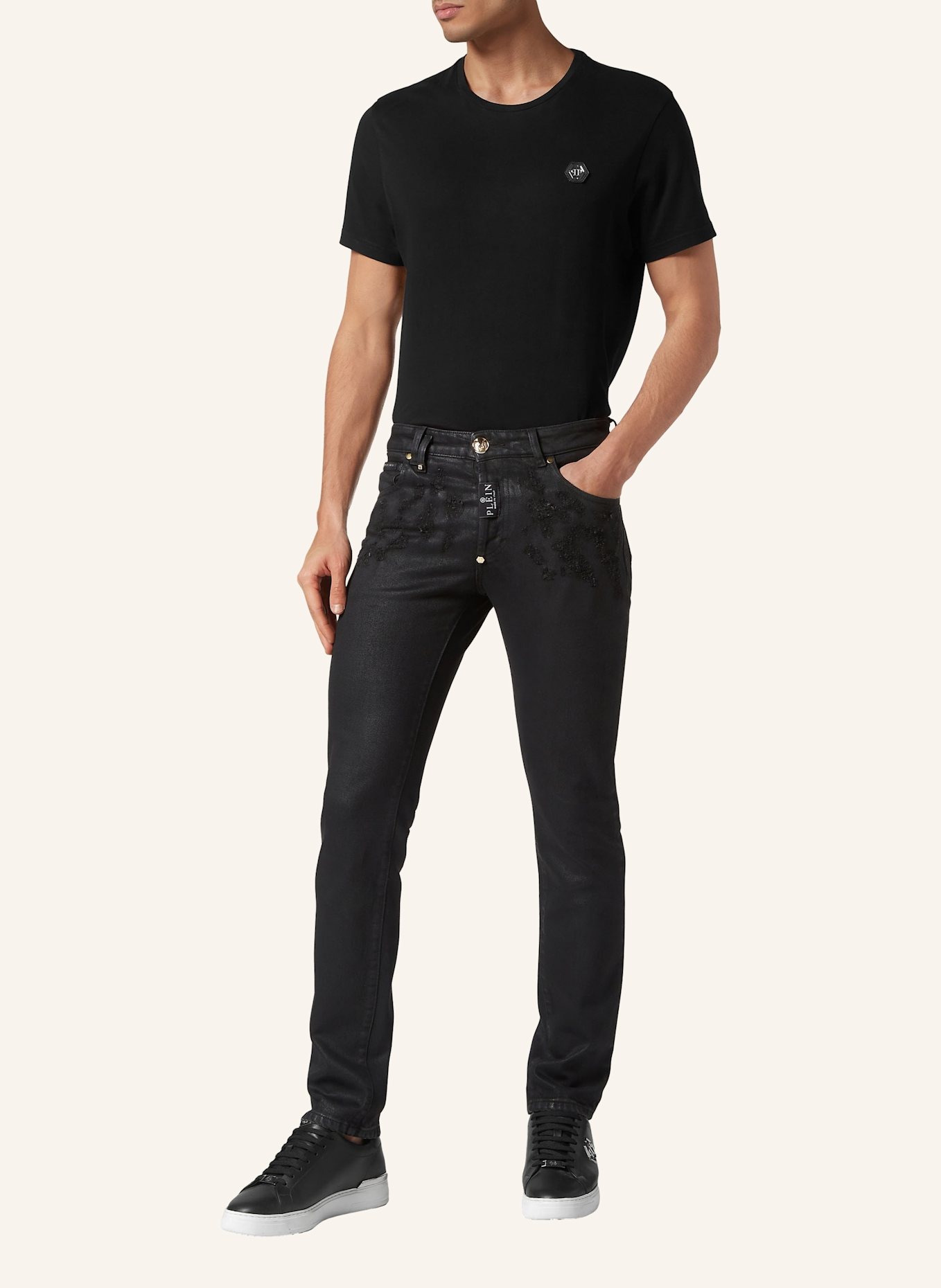 PHILIPP PLEIN PHILIPP PLEIN Jeans Regular Fit Jeans Super Straight Fit, Farbe: SCHWARZ (Bild 4)