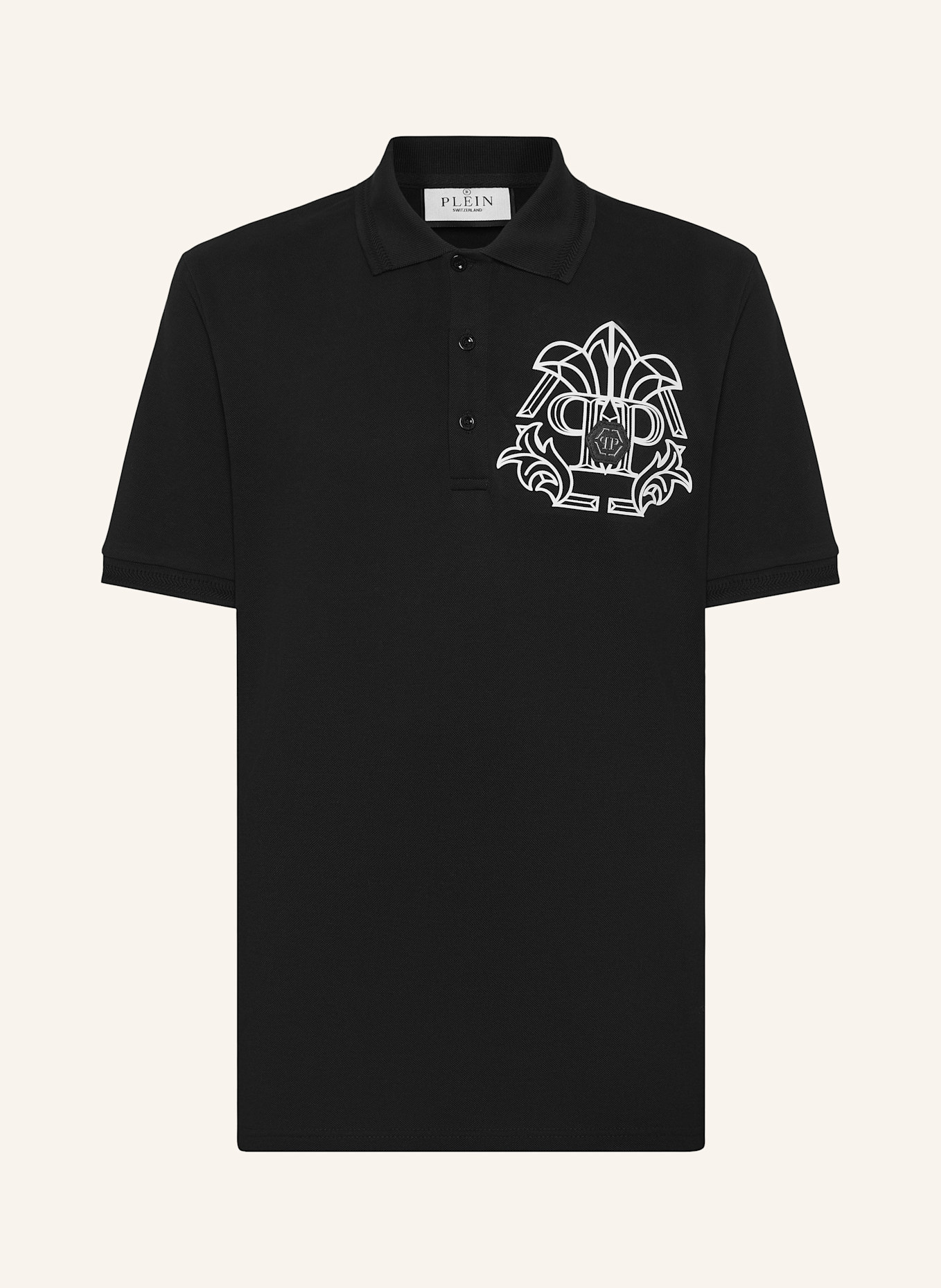 PHILIPP PLEIN Piqué-Poloshirt SKULL&BONES, Farbe: SCHWARZ (Bild 1)