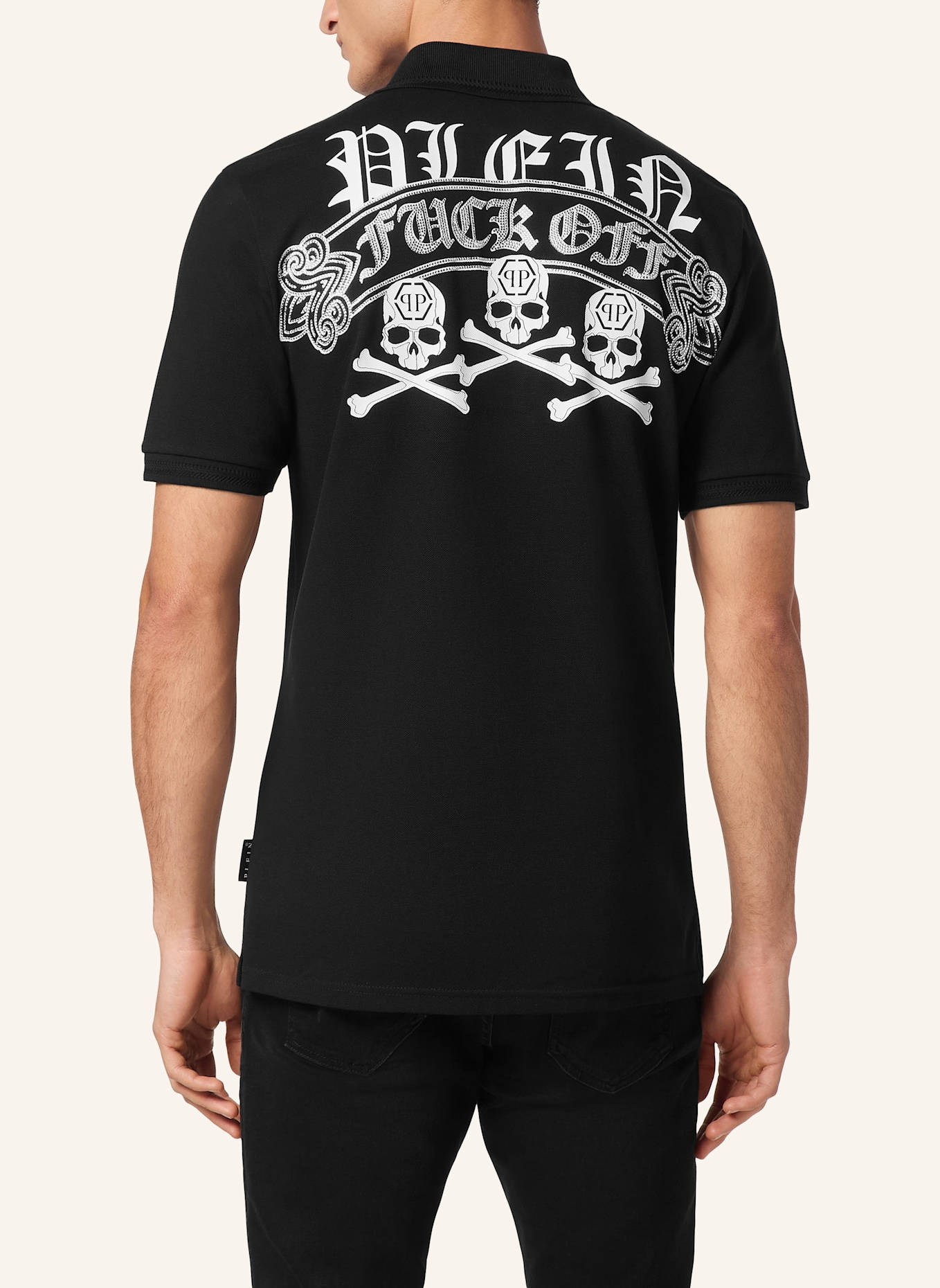 PHILIPP PLEIN Piqué-Poloshirt SKULL&BONES, Farbe: SCHWARZ (Bild 2)