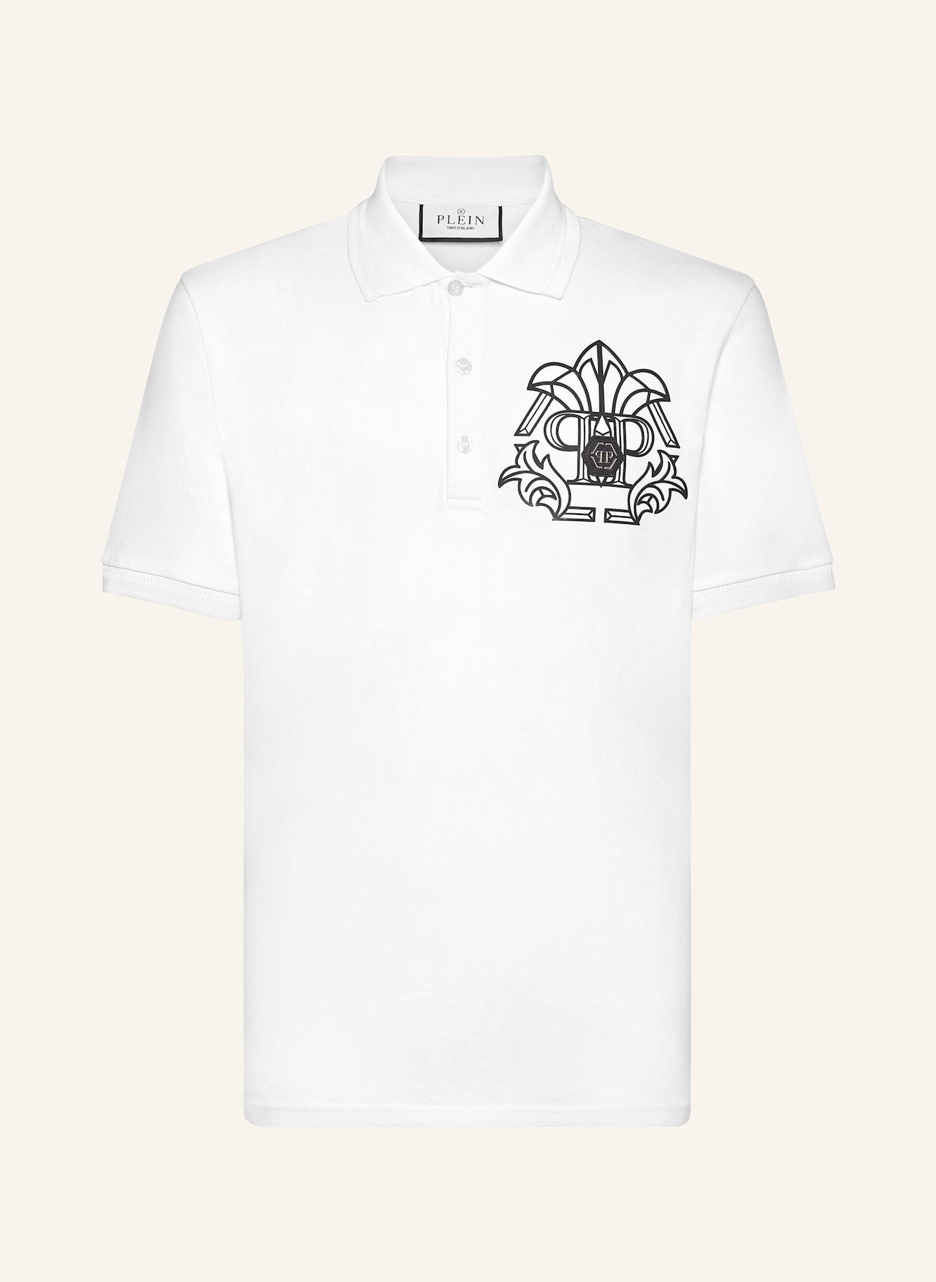 PHILIPP PLEIN Piqué-Poloshirt SKULL&BONES, Farbe: WEISS (Bild 1)