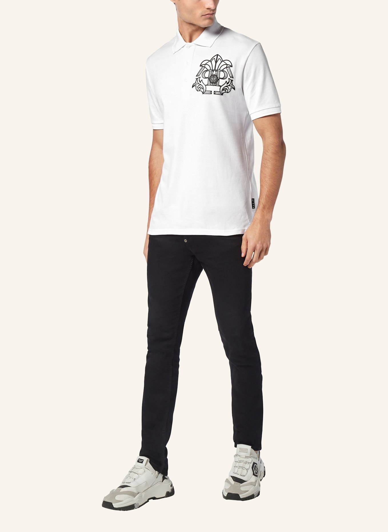 PHILIPP PLEIN Piqué-Poloshirt SKULL&BONES, Farbe: WEISS (Bild 4)