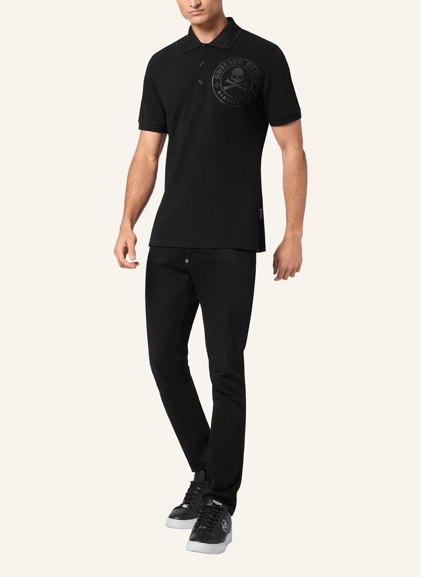 PHILIPP PLEIN Piqué-Poloshirt SKULL&BONES, Farbe: SCHWARZ (Bild 4)