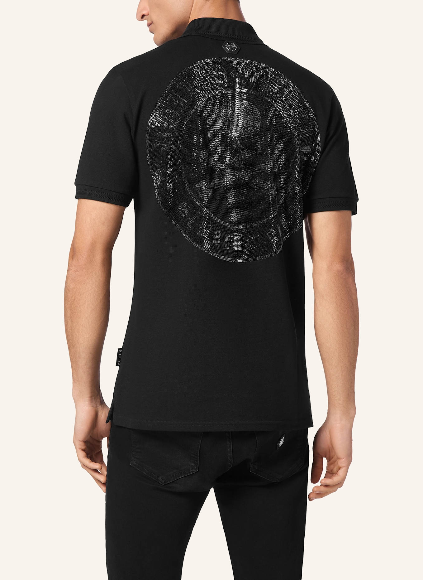 PHILIPP PLEIN Piqué-Poloshirt SKULL&BONES, Farbe: SCHWARZ (Bild 2)