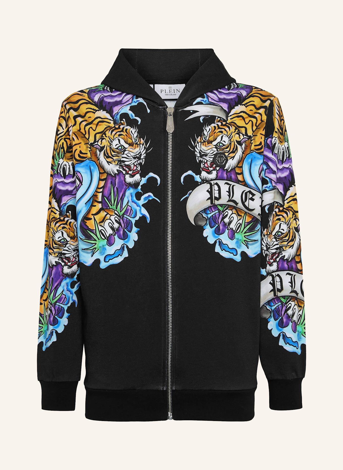 PHILIPP PLEIN PHILIPP PLEIN Sweatjacke mit Kapuze TATTOO, Farbe: SCHWARZ (Bild 1)