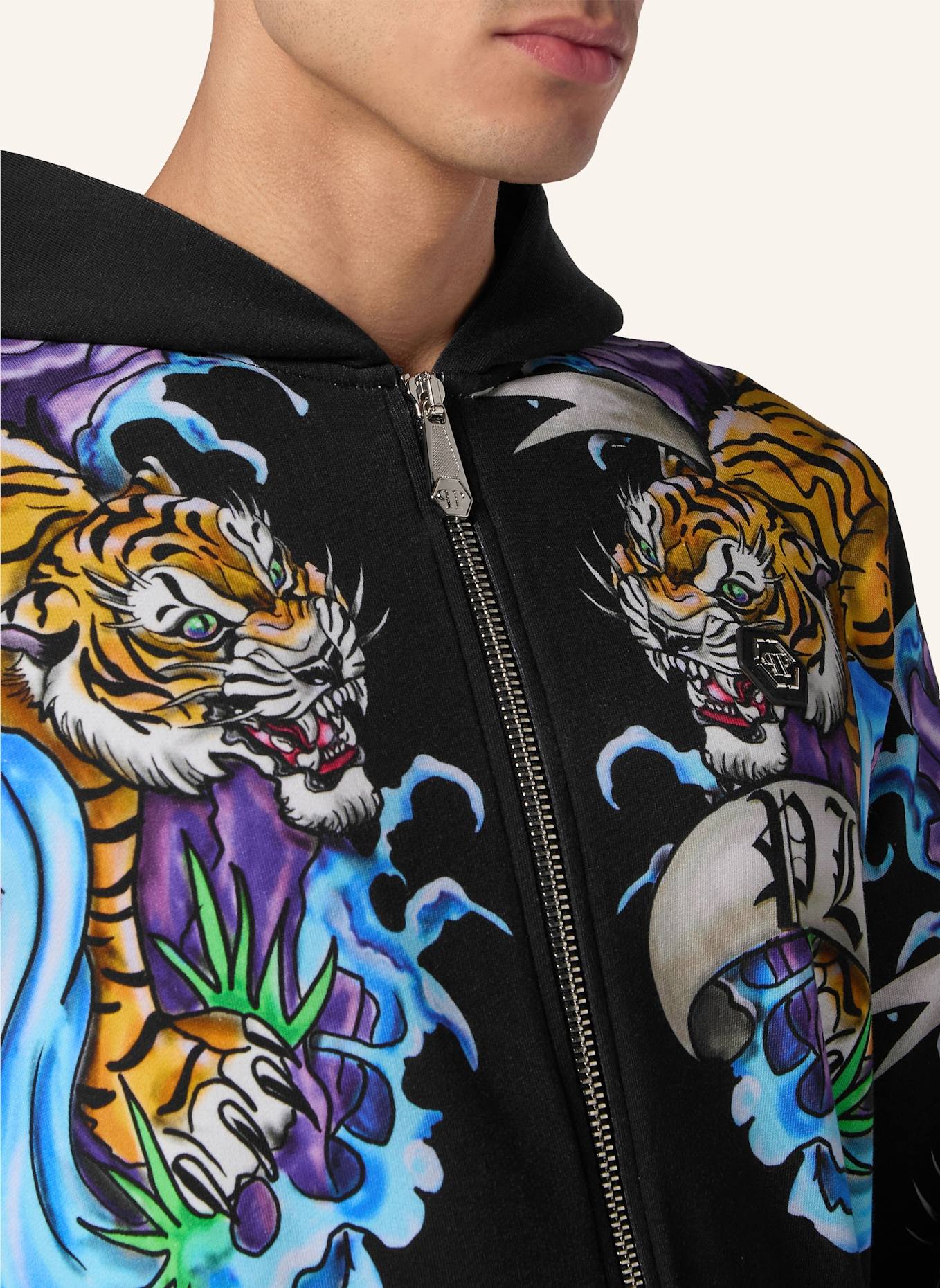 PHILIPP PLEIN PHILIPP PLEIN Sweatjacke mit Kapuze TATTOO, Farbe: SCHWARZ (Bild 3)