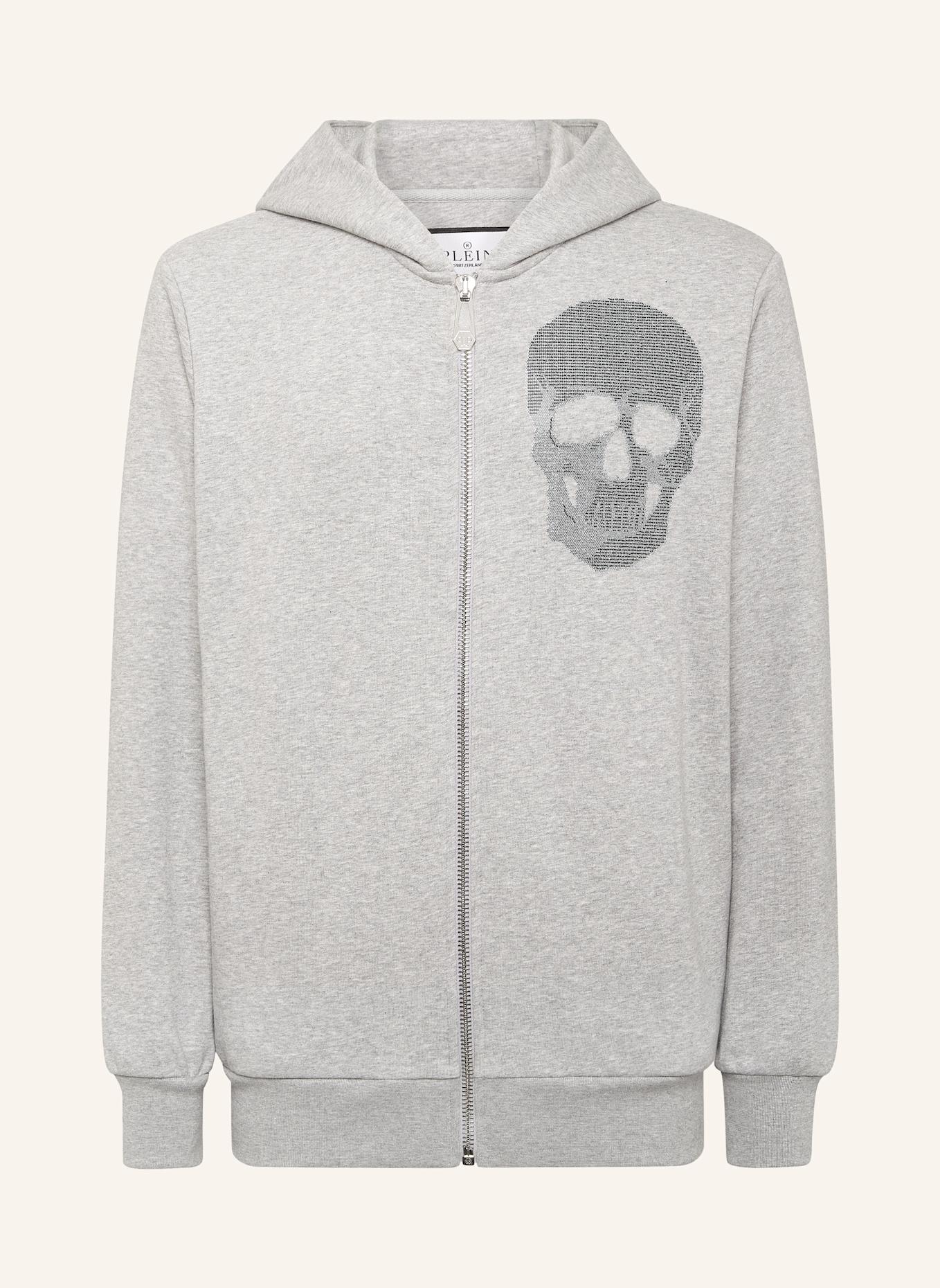 PHILIPP PLEIN Sweatjacke mit Kapuze SKULL, Farbe: GRAU (Bild 1)