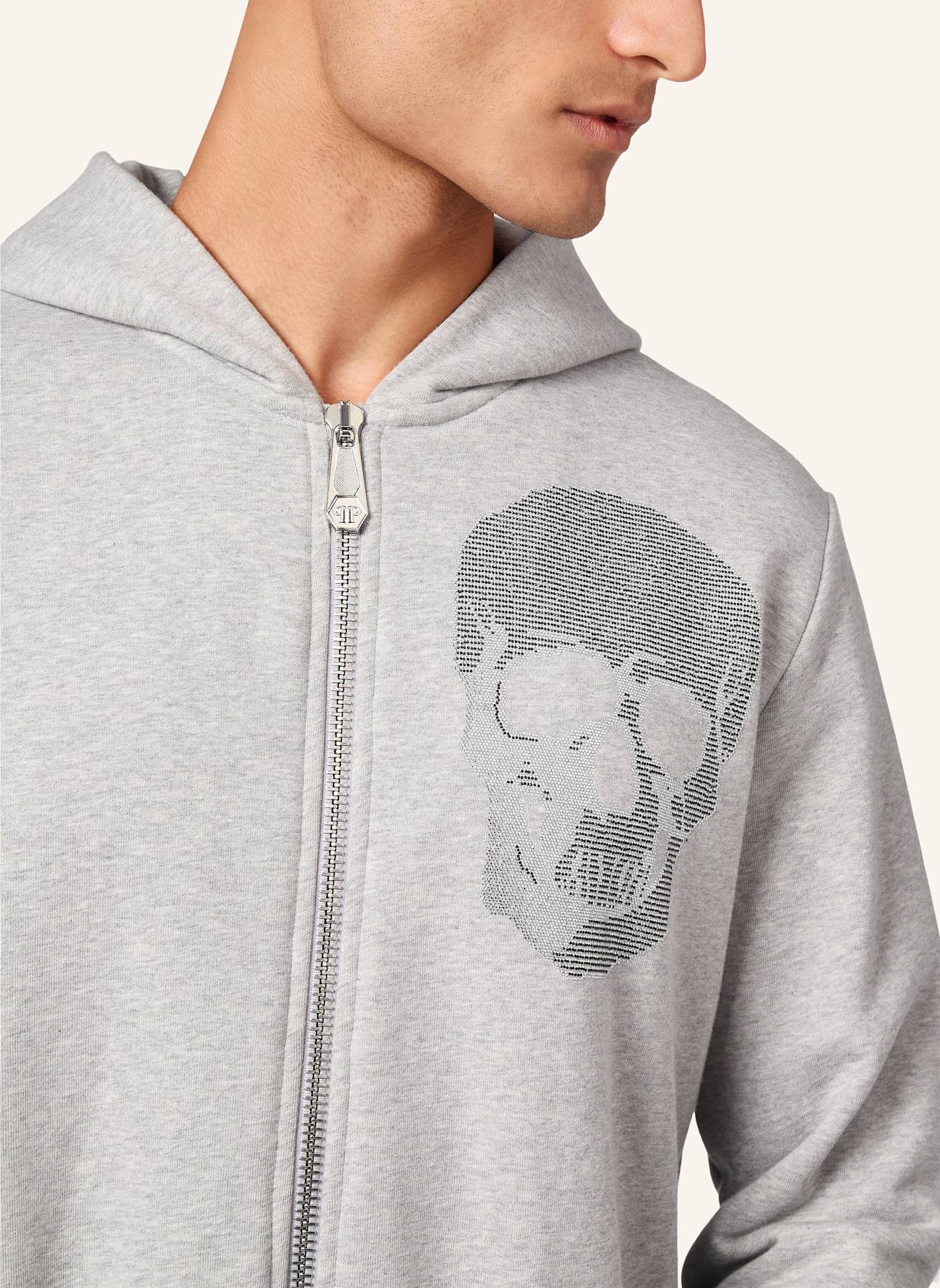 PHILIPP PLEIN Sweatjacke mit Kapuze SKULL, Farbe: GRAU (Bild 3)