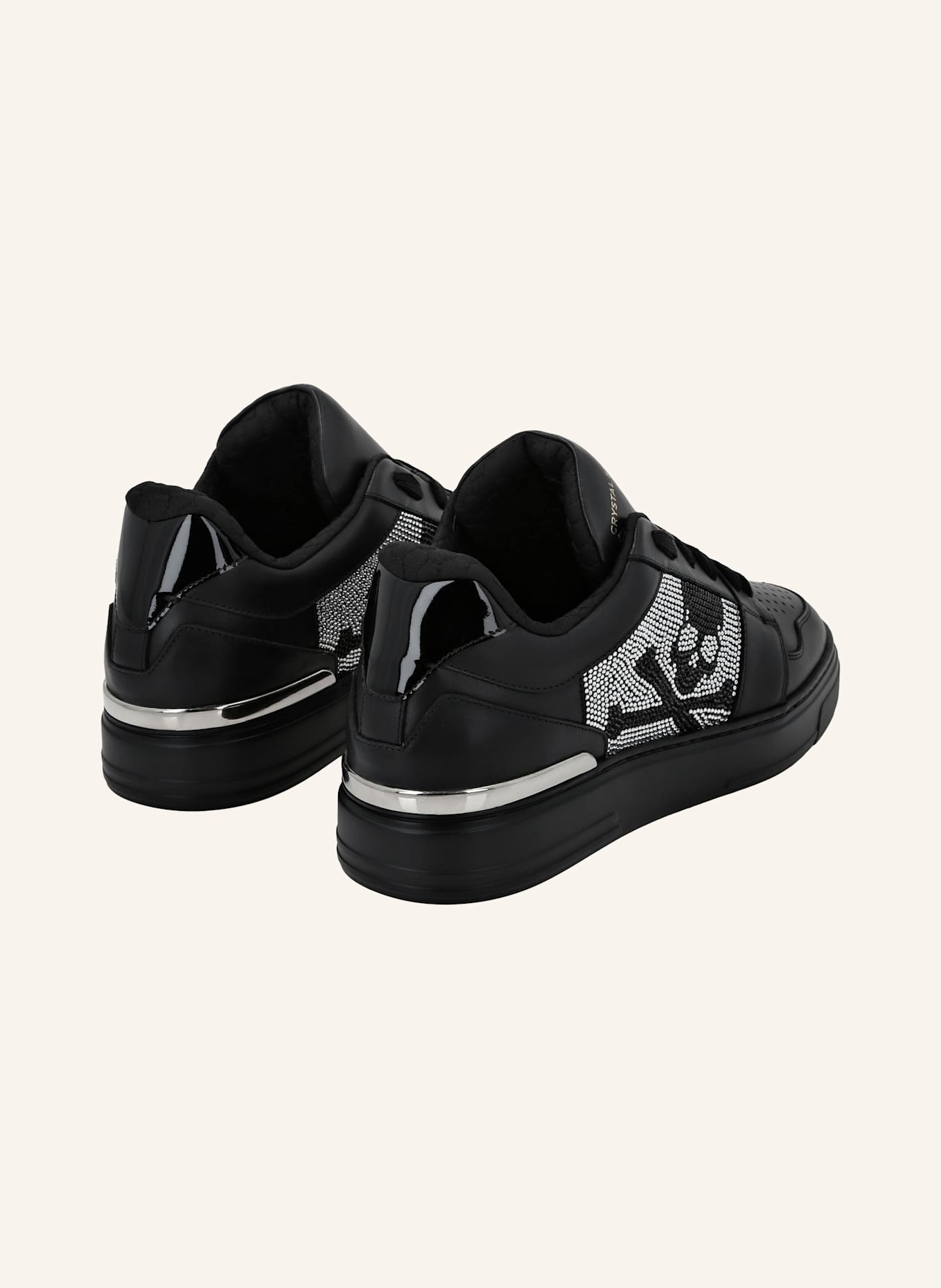 PHILIPP PLEIN Leder Sneaker mit Schmucksteinen SKULL&BONES, Farbe: SCHWARZ (Bild 4)