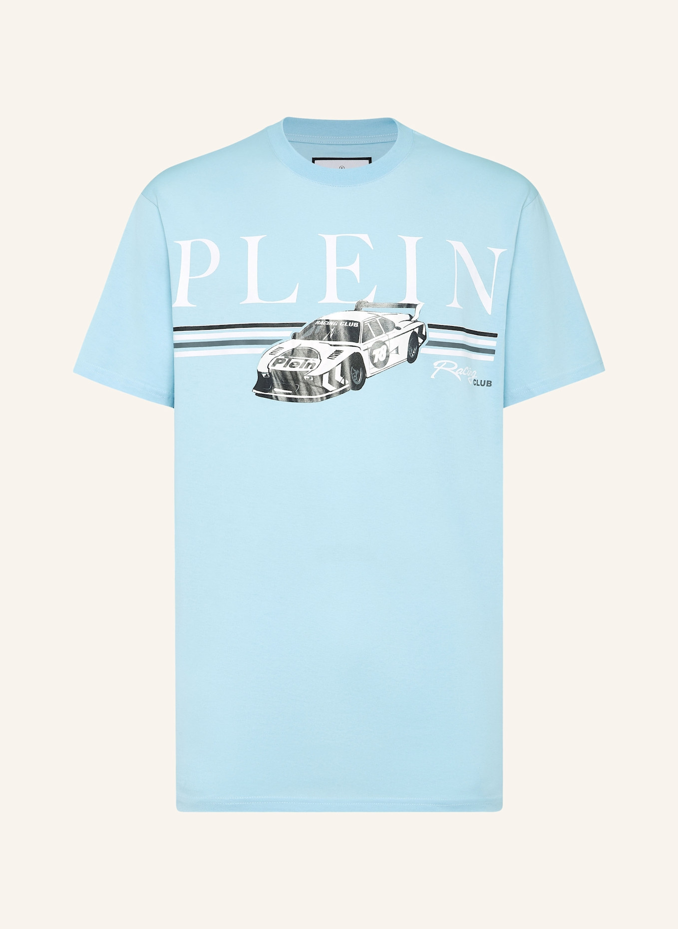 PHILIPP PLEIN T-Shirt Rundhalsausschnitt Ss RACING: HELLBLAU