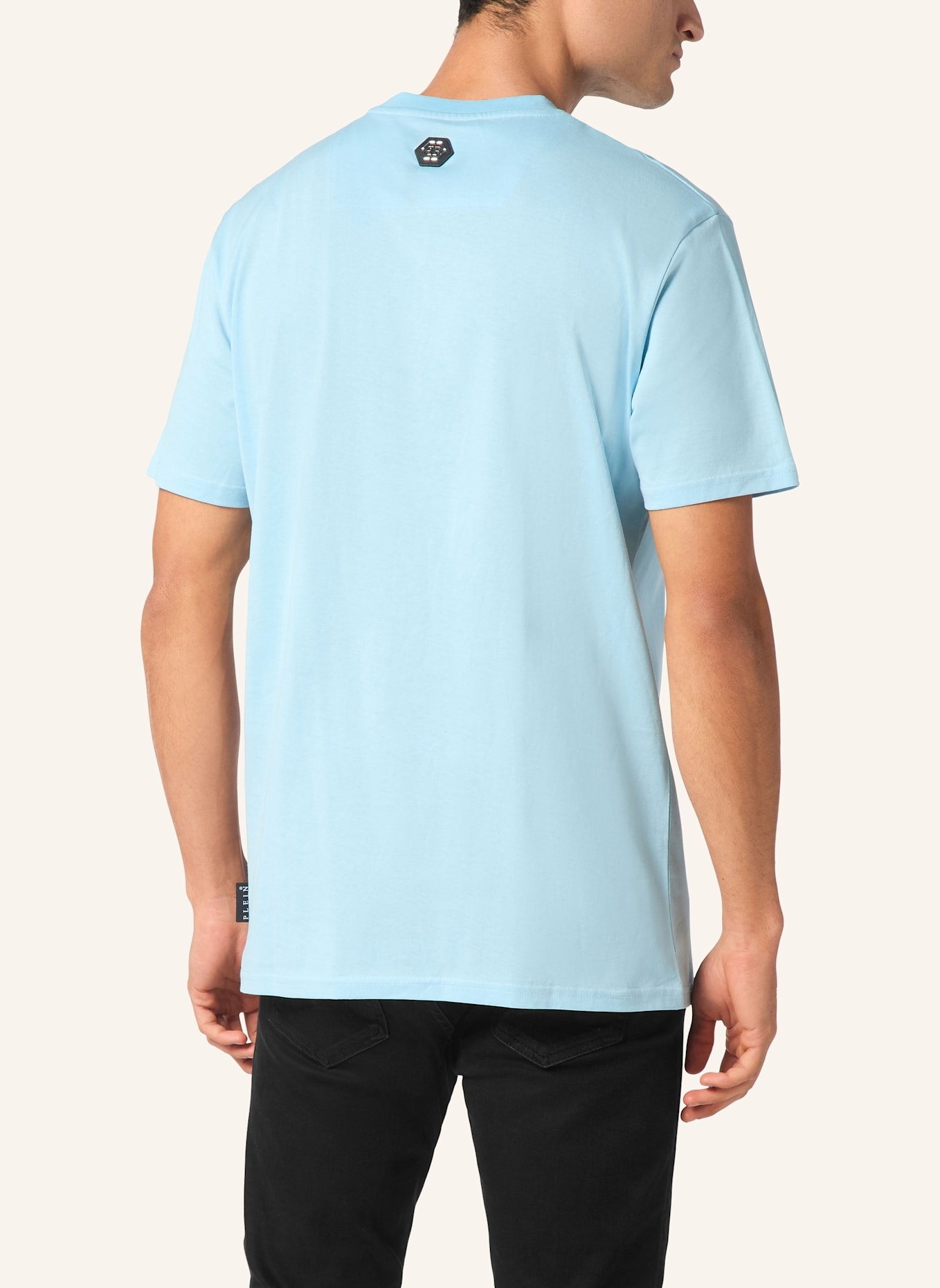 PHILIPP PLEIN T-Shirt Rundhalsausschnitt Ss RACING: HELLBLAU