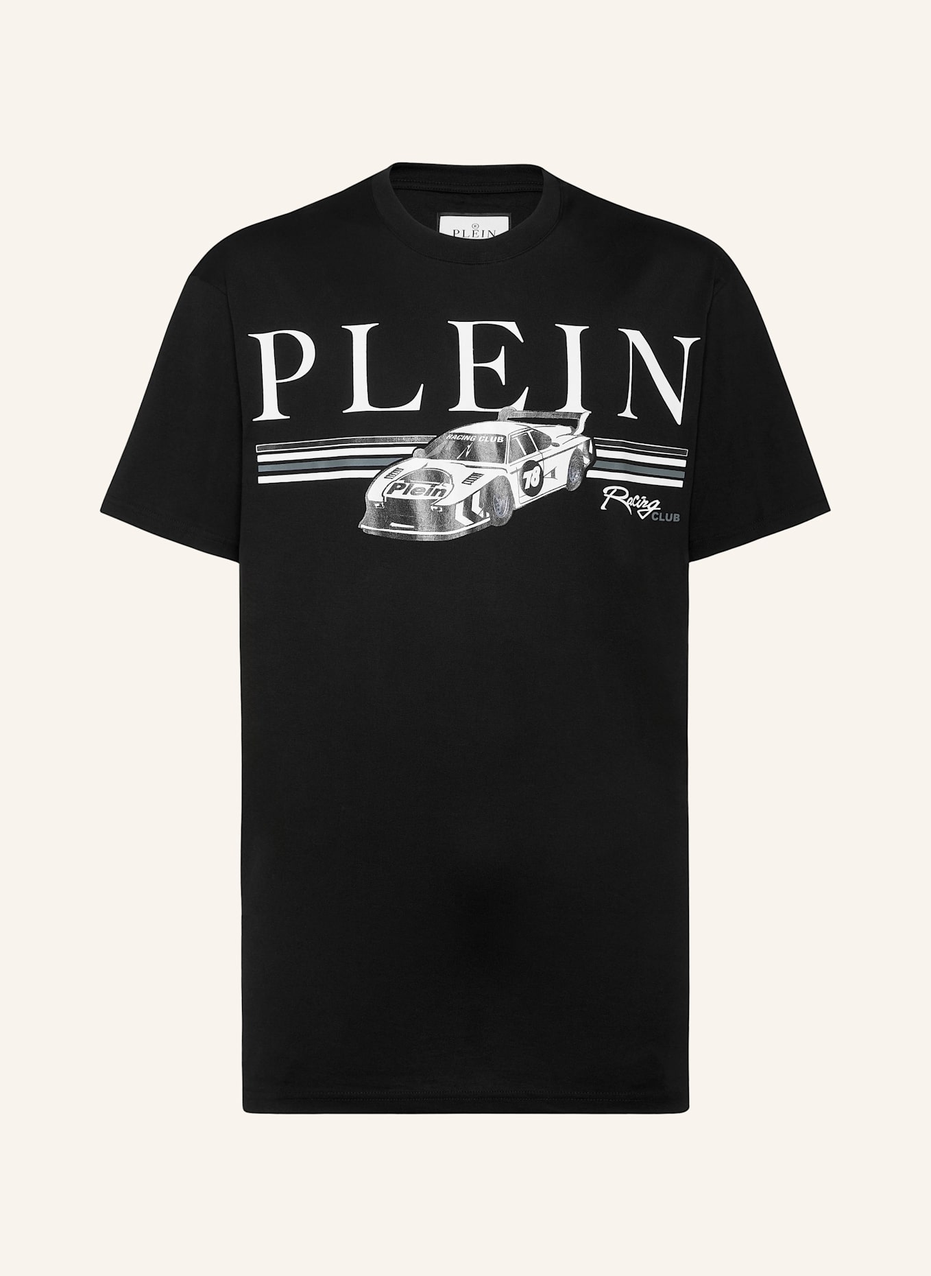PHILIPP PLEIN T-Shirt Rundhalsausschnitt Ss RACING: SCHWARZ
