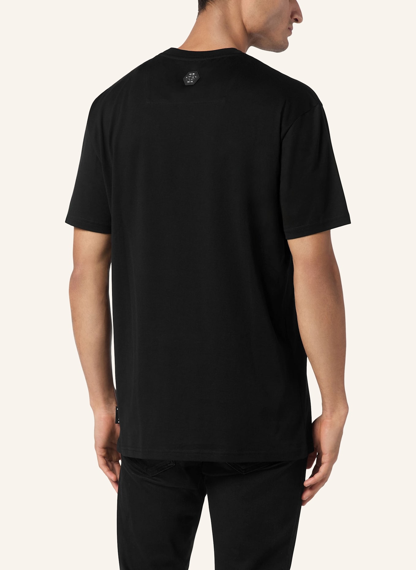 PHILIPP PLEIN T-Shirt Rundhalsausschnitt Ss RACING: SCHWARZ