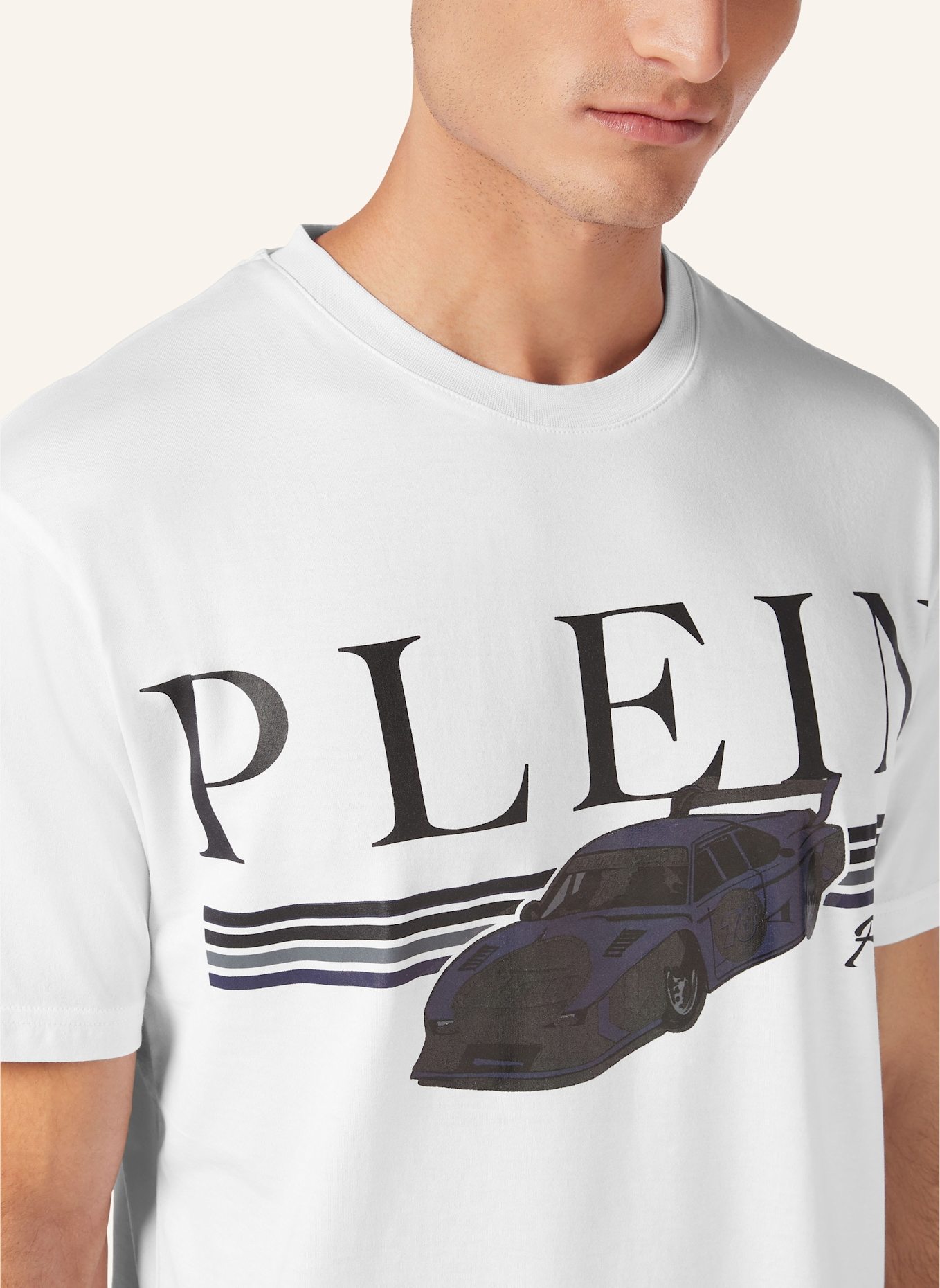PHILIPP PLEIN T-Shirt Rundhalsausschnitt Ss RACING: WEISS