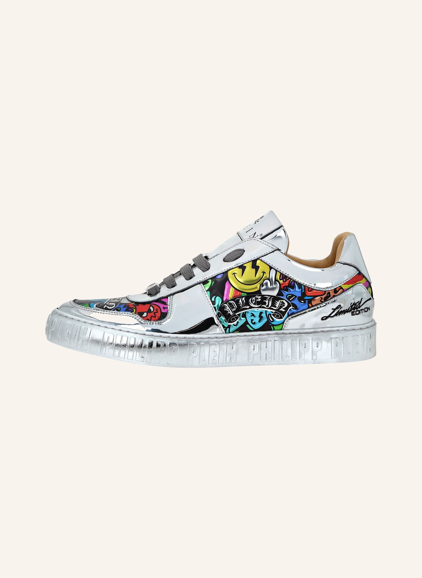 PHILIPP PLEIN Lo-Top Turnschuhe SMILE: SILBER