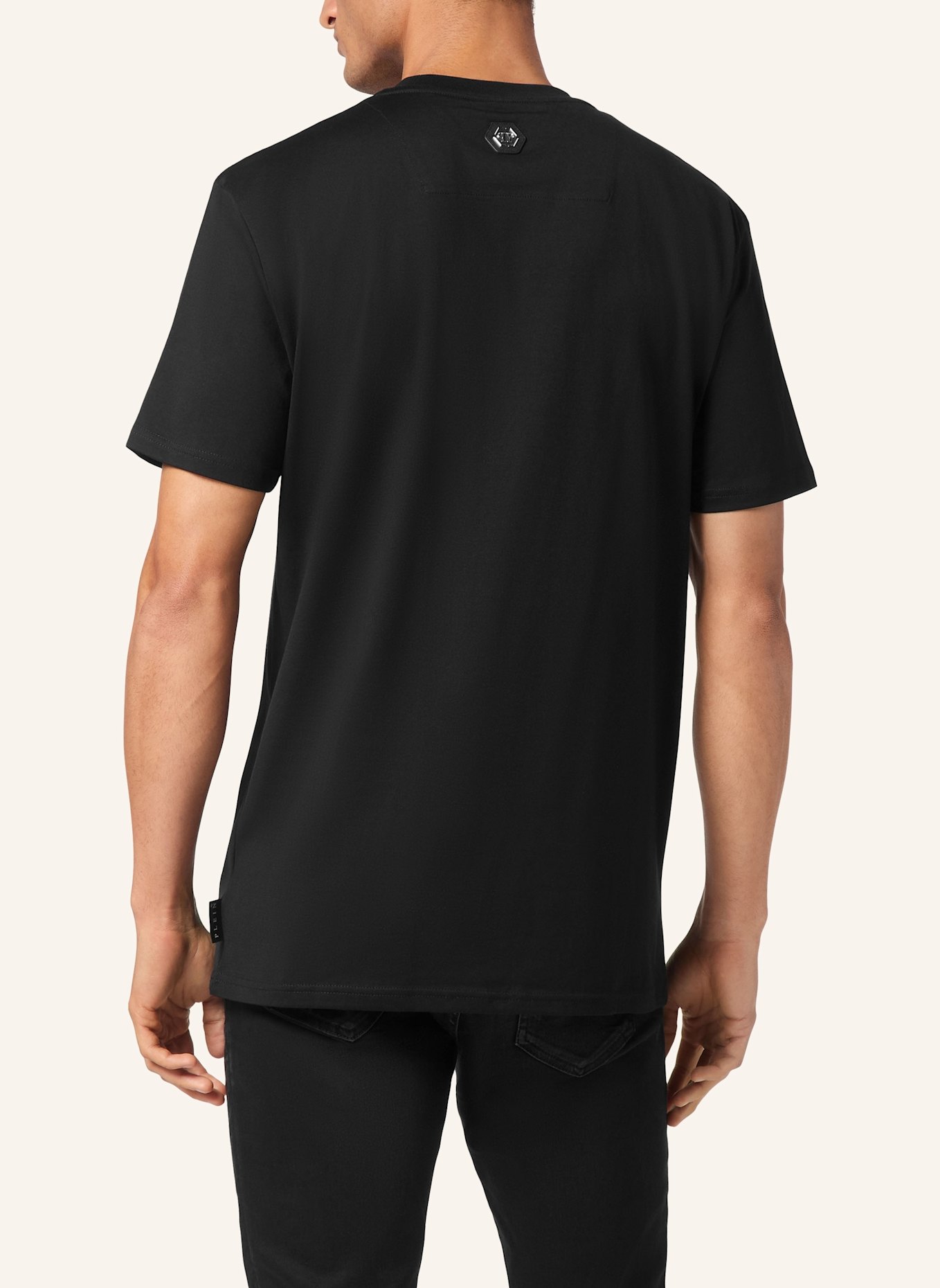 PHILIPP PLEIN T-Shirt Rundhalsausschnitt Ss RACING: SCHWARZ