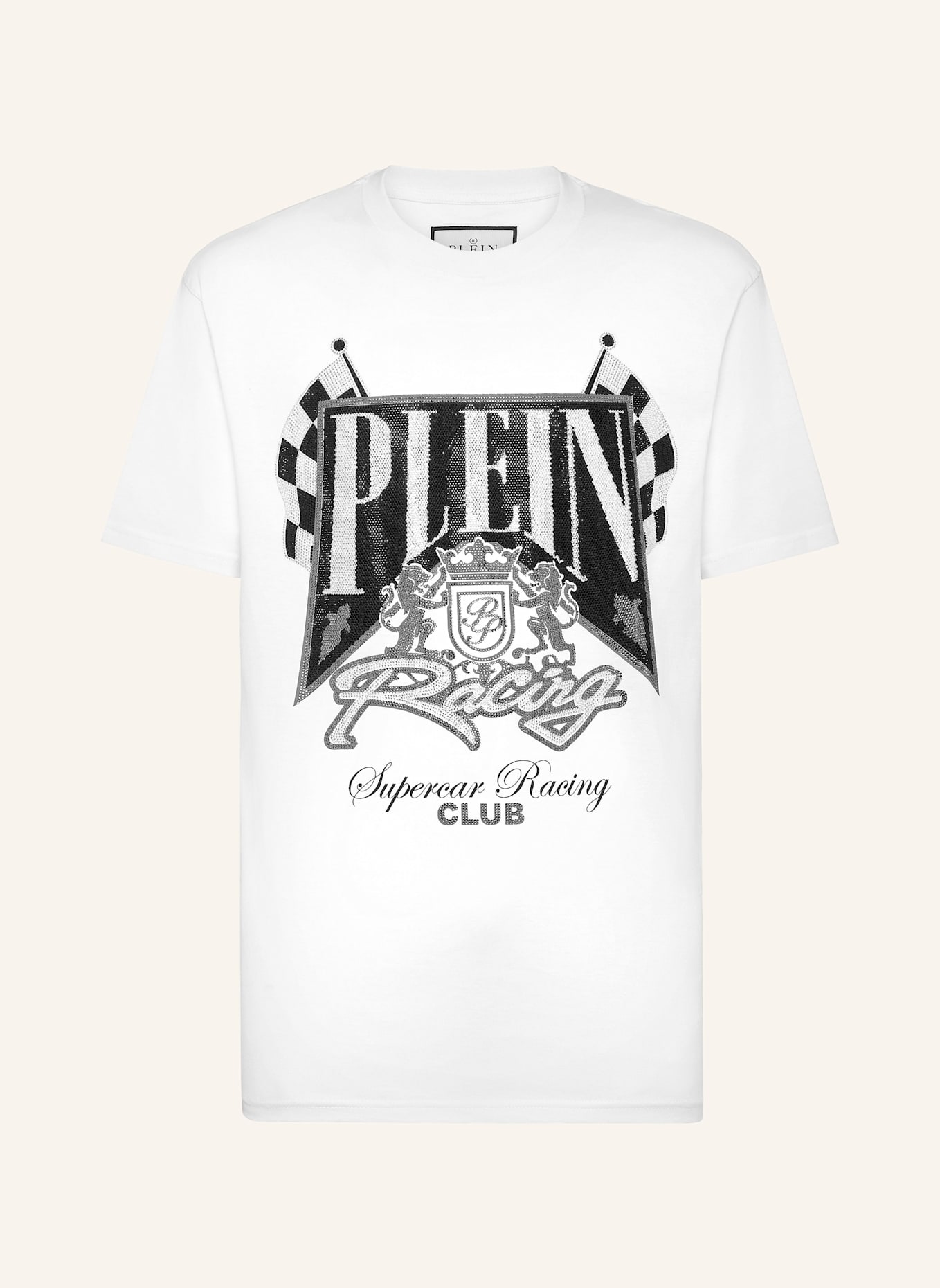 PHILIPP PLEIN T-Shirt Rundhalsausschnitt Ss RACING: WEISS