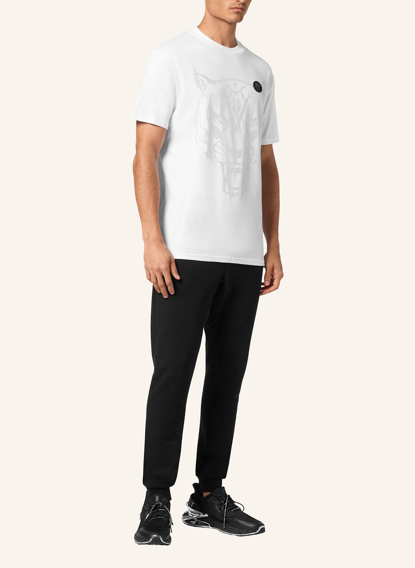 PLEIN SPORT T-Shirt TIGER: WEISS/ SILBER