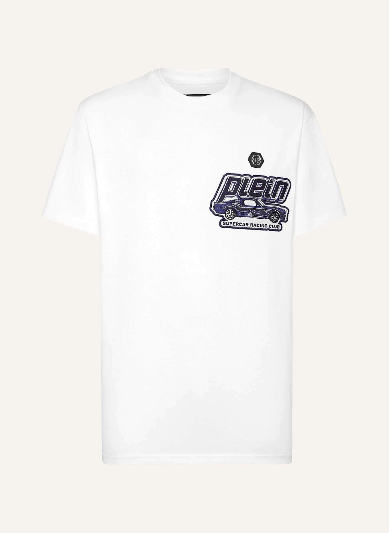 PHILIPP PLEIN T-Shirt Rundhalsausschnitt Ss RACING: WEISS