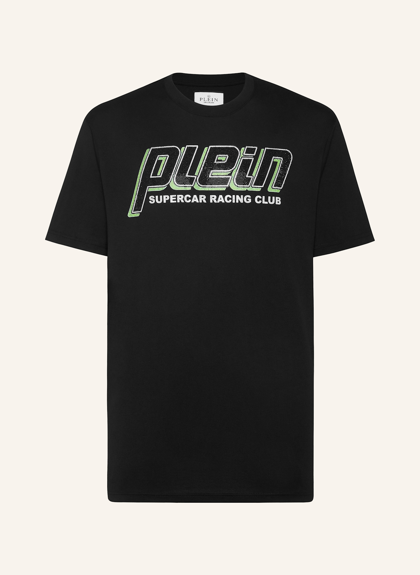 PHILIPP PLEIN T-Shirt Rundhalsausschnitt Ss RACING: SCHWARZ