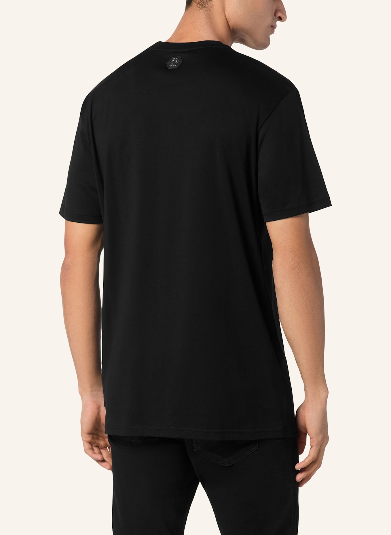 PHILIPP PLEIN T-Shirt Rundhalsausschnitt Ss RACING: SCHWARZ