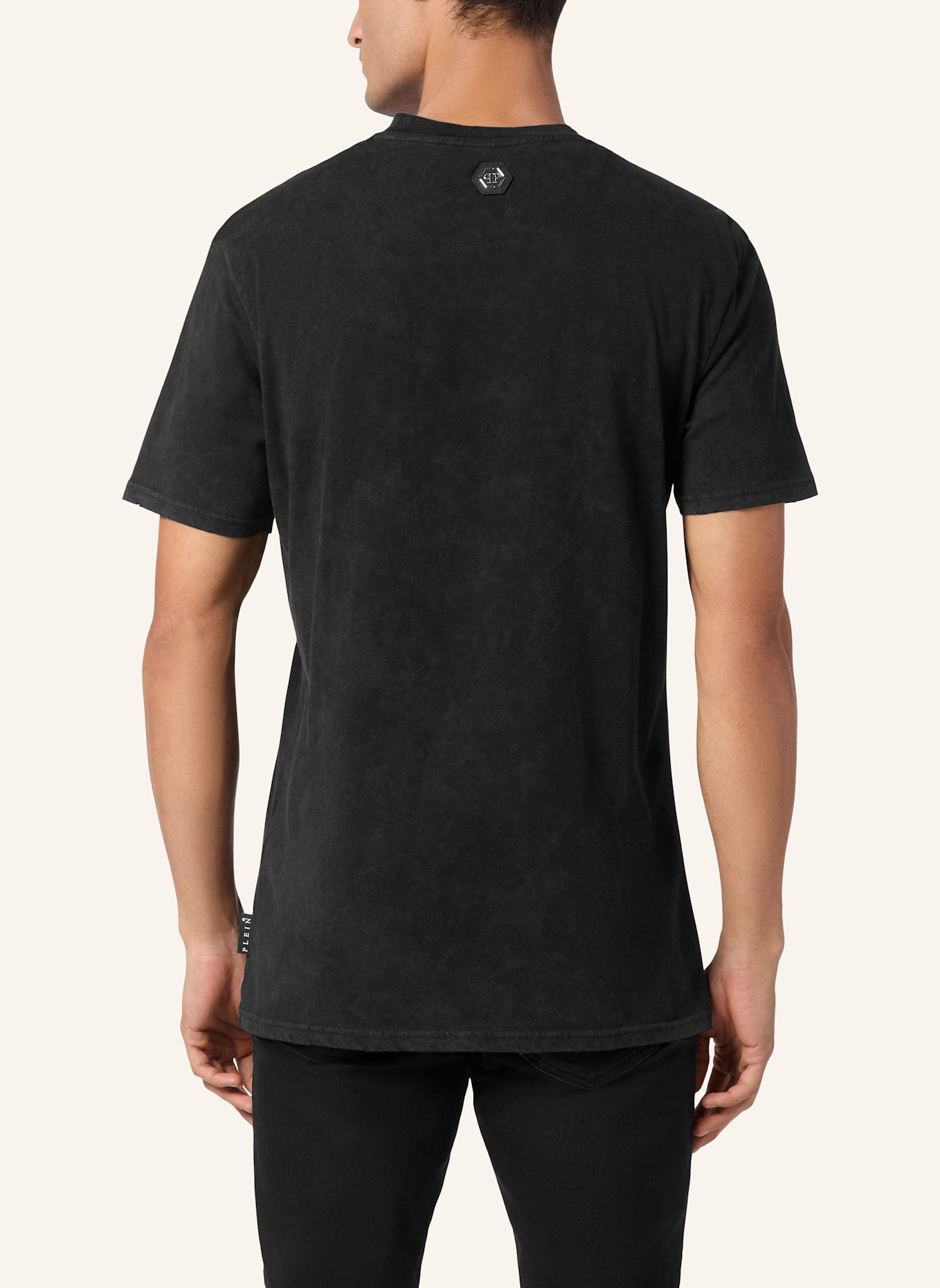 PHILIPP PLEIN T-Shirt Rundhalsausschnitt RACING: SCHWARZ