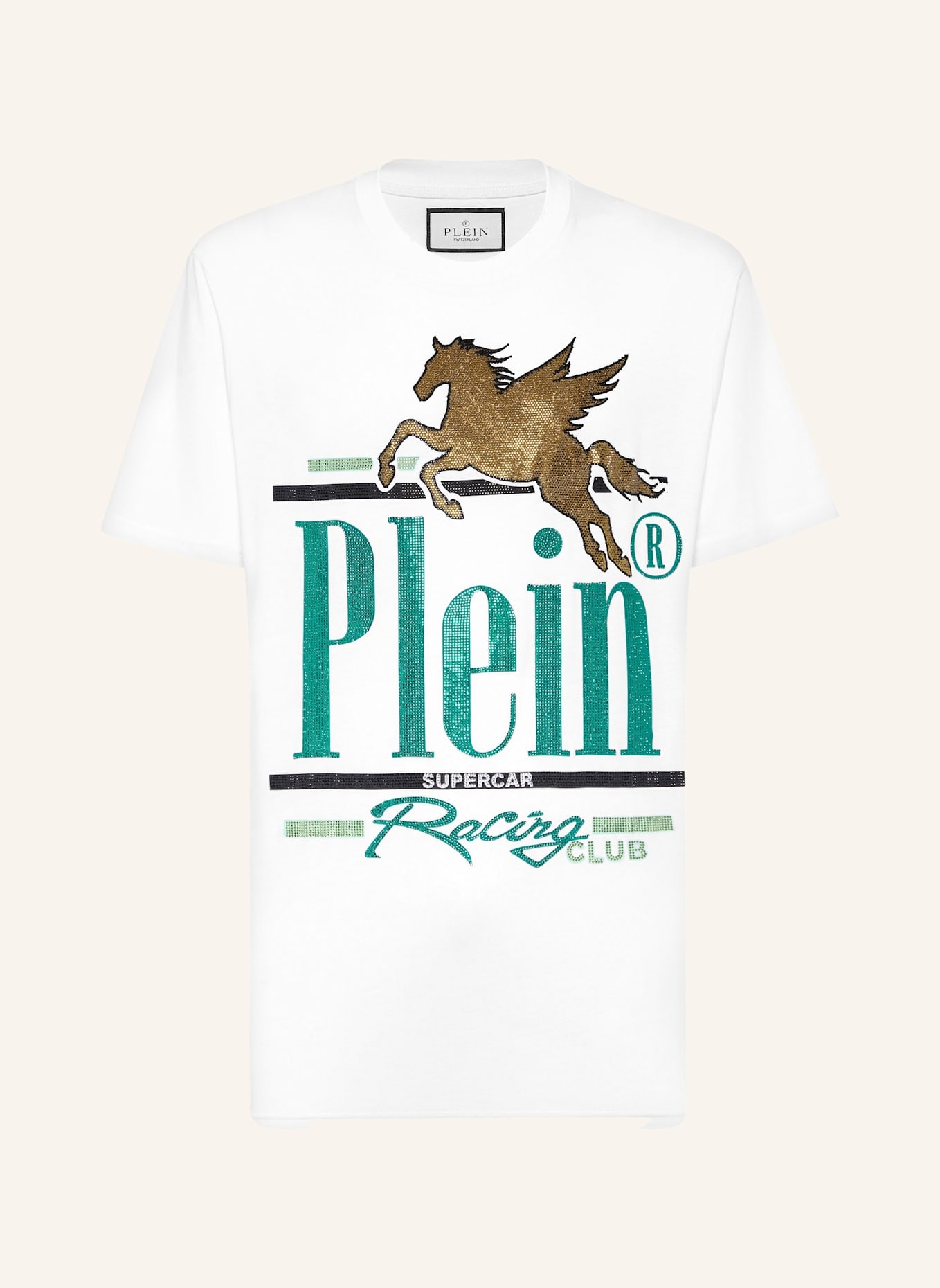 PHILIPP PLEIN T-Shirt Rundhalsausschnitt RACING: WEISS