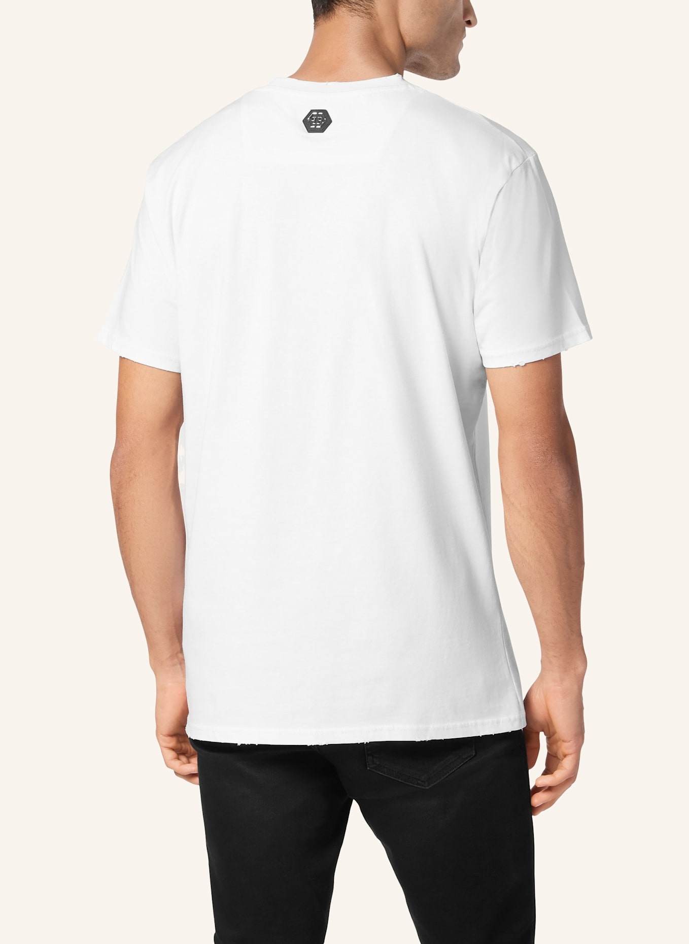 PHILIPP PLEIN T-Shirt Rundhalsausschnitt RACING: WEISS