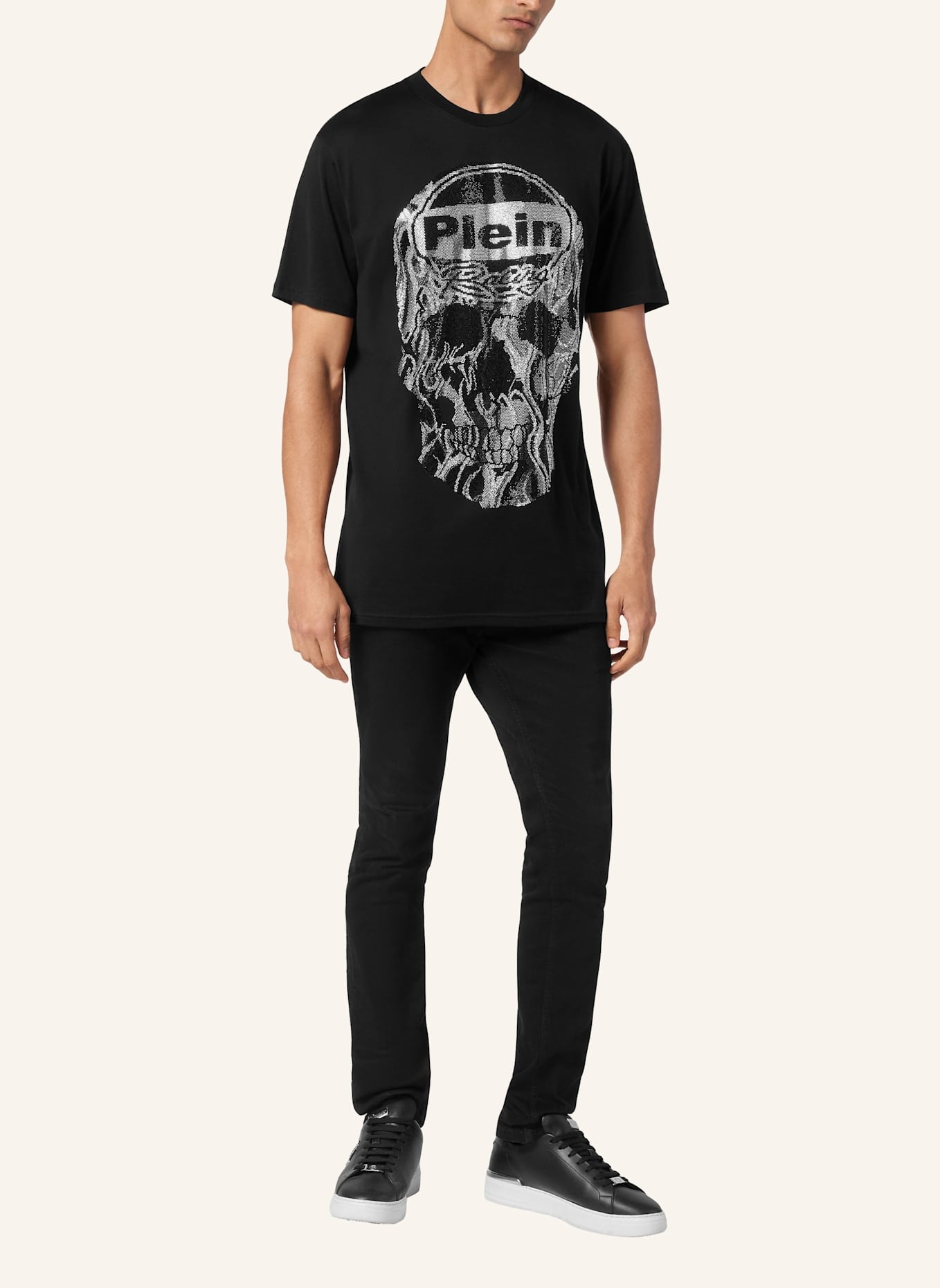 PHILIPP PLEIN T-Shirt Rundhalsausschnitt Ss SKULL: SCHWARZ