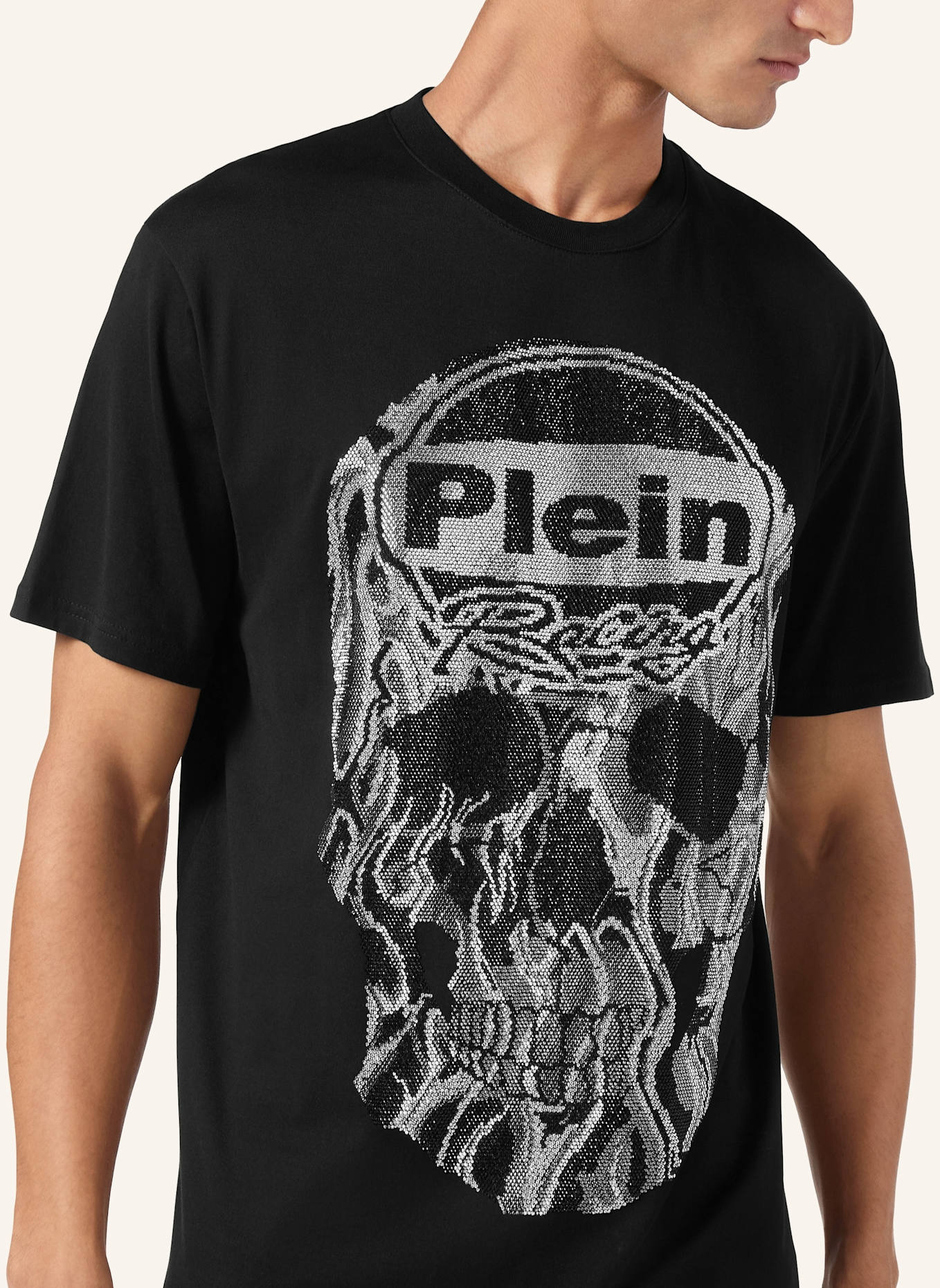 PHILIPP PLEIN T-Shirt Rundhalsausschnitt Ss SKULL: SCHWARZ