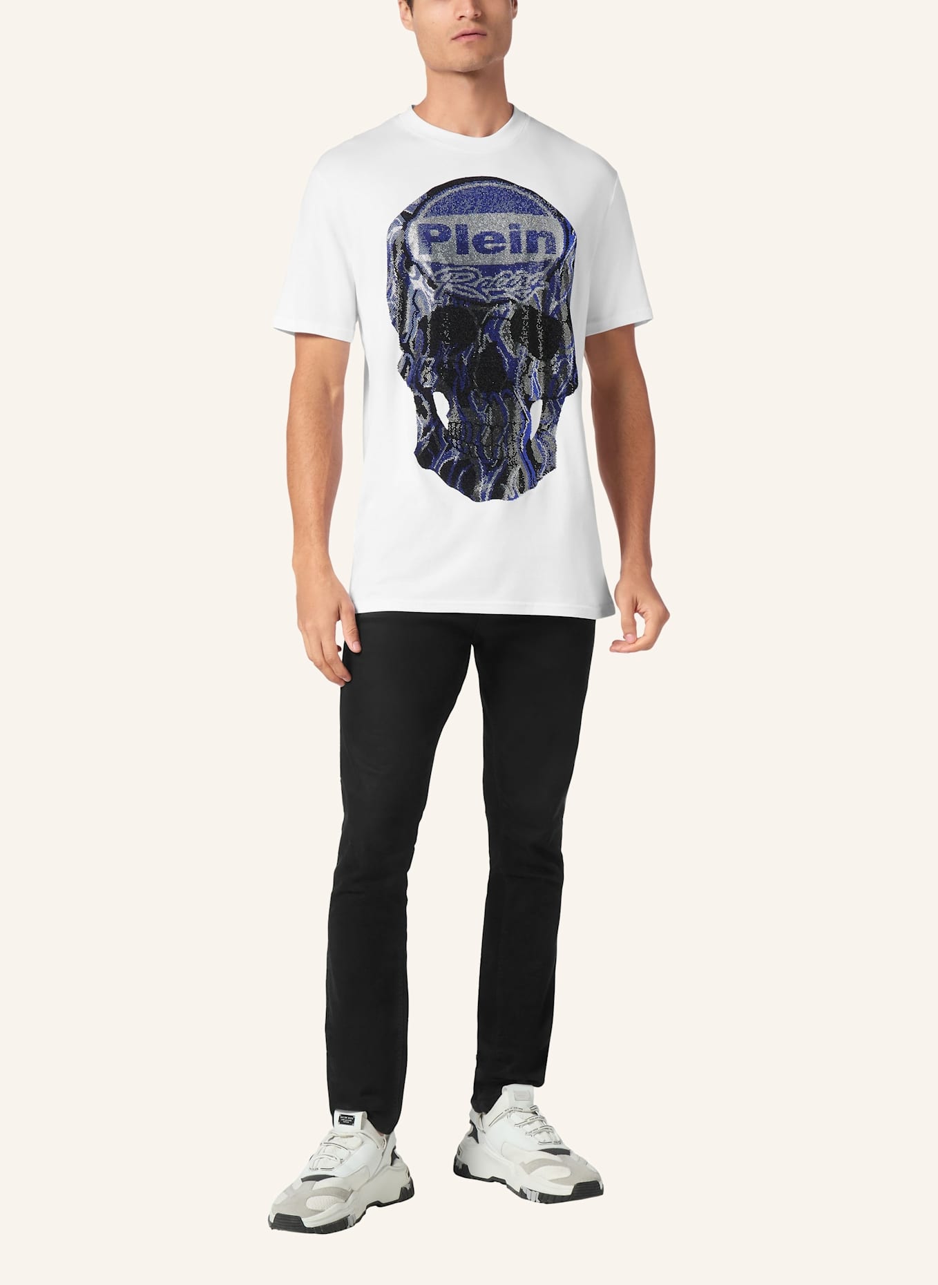 PHILIPP PLEIN T-Shirt Rundhalsausschnitt Ss SKULL: WEISS