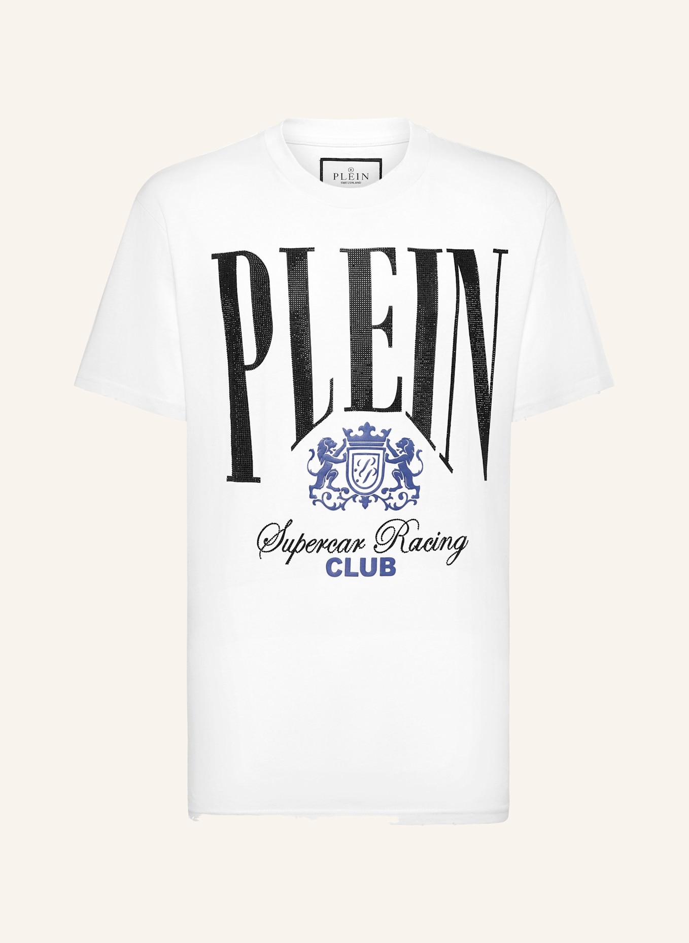 PHILIPP PLEIN T-Shirt Rundhalsausschnitt Ss RACING: WEISS