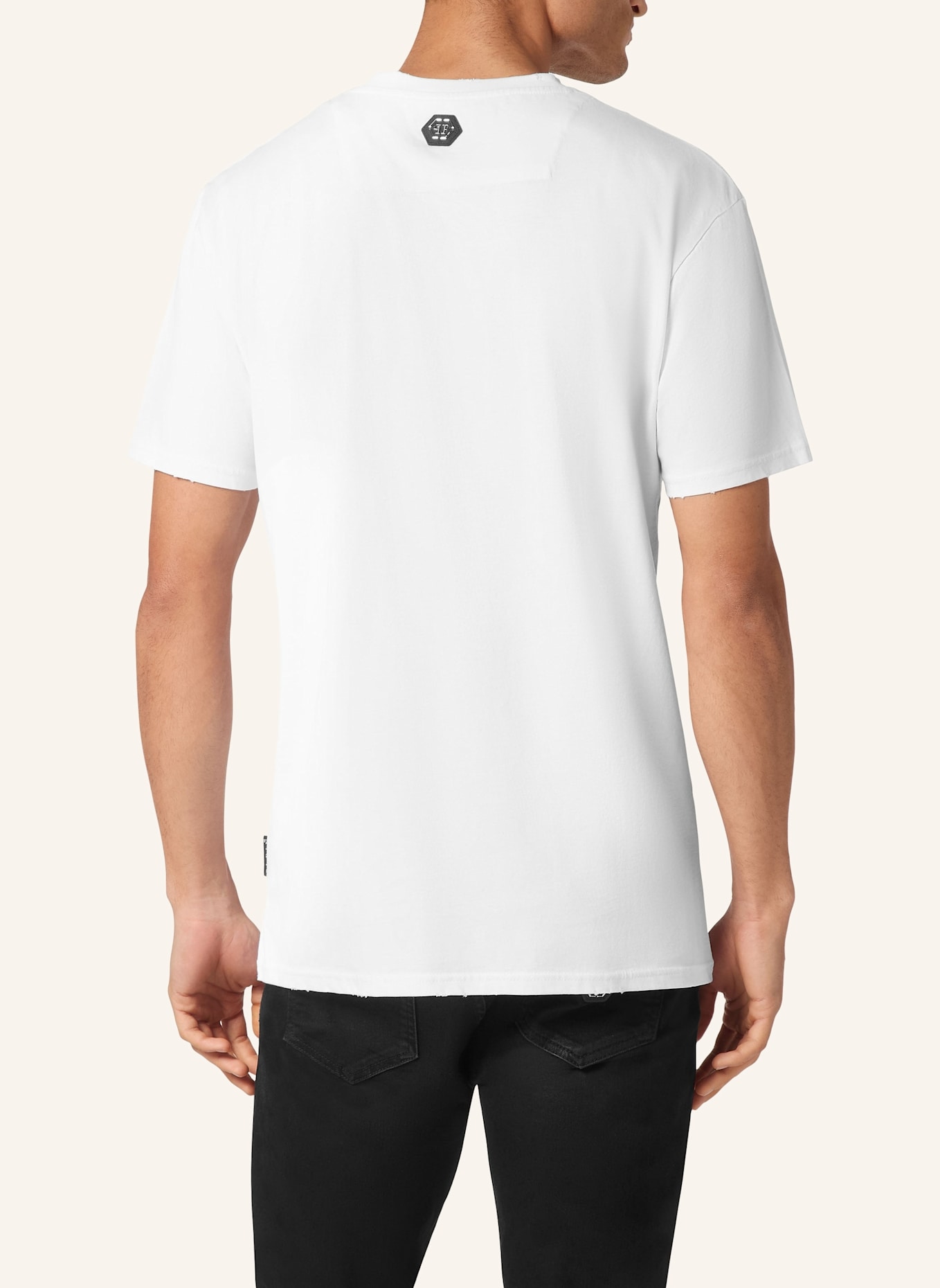 PHILIPP PLEIN T-Shirt Rundhalsausschnitt Ss RACING: WEISS
